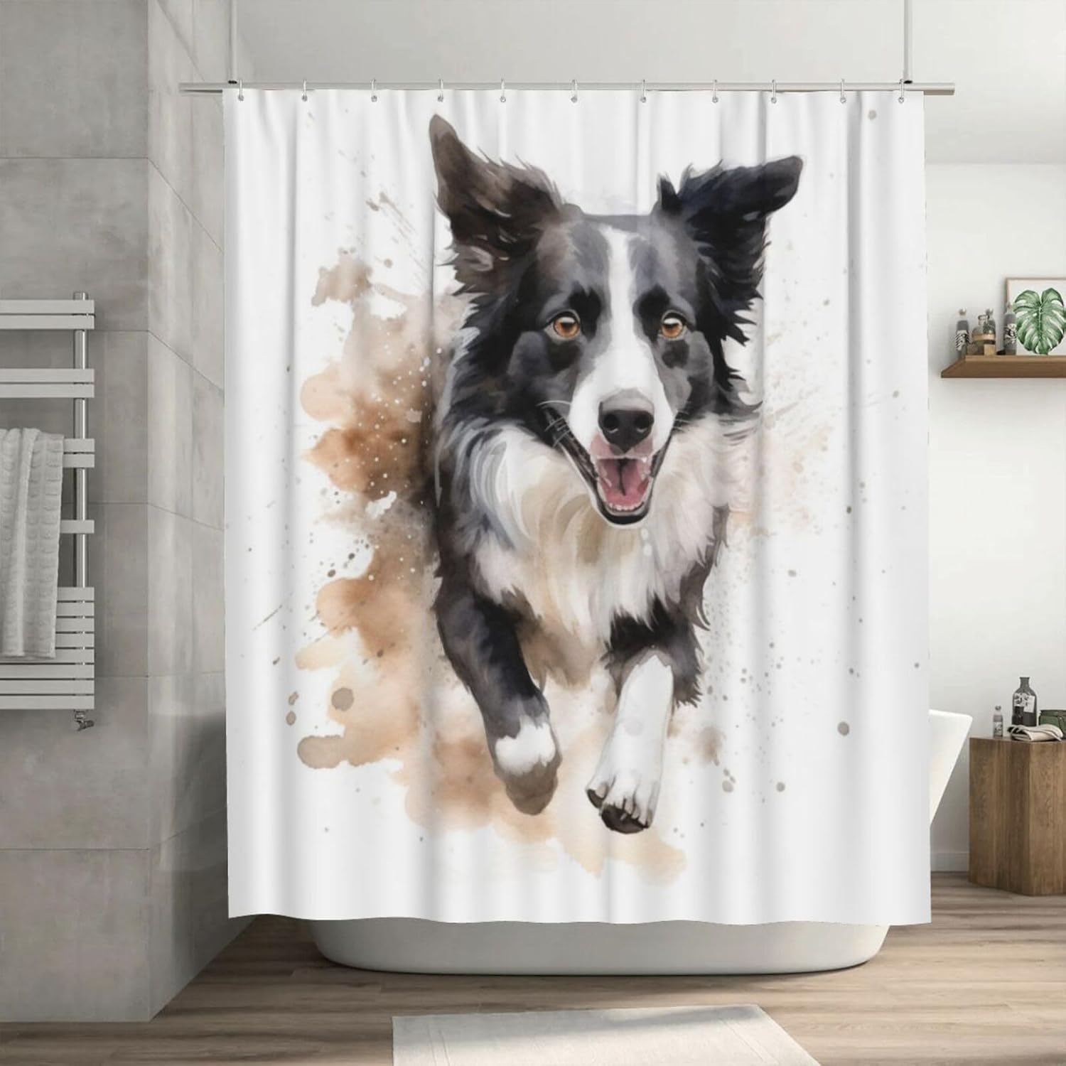 Boho Animal Print Shower Curtain Set with 12 Hooks 72x72in
