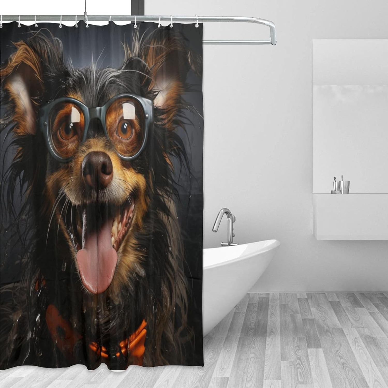 Cute Animal Funny Hippie Boho Shower Curtain Set with 12 Hooks 72x72in