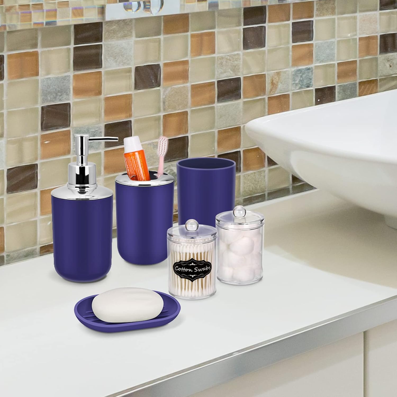 IMAVO 9-Piece Blue Bathroom Accessory Set