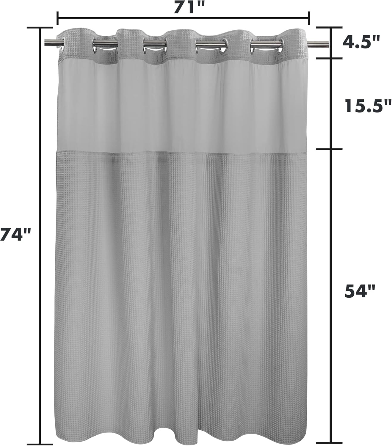 River Dream Gray Fabric Shower Curtain Set with Snap Liner 1