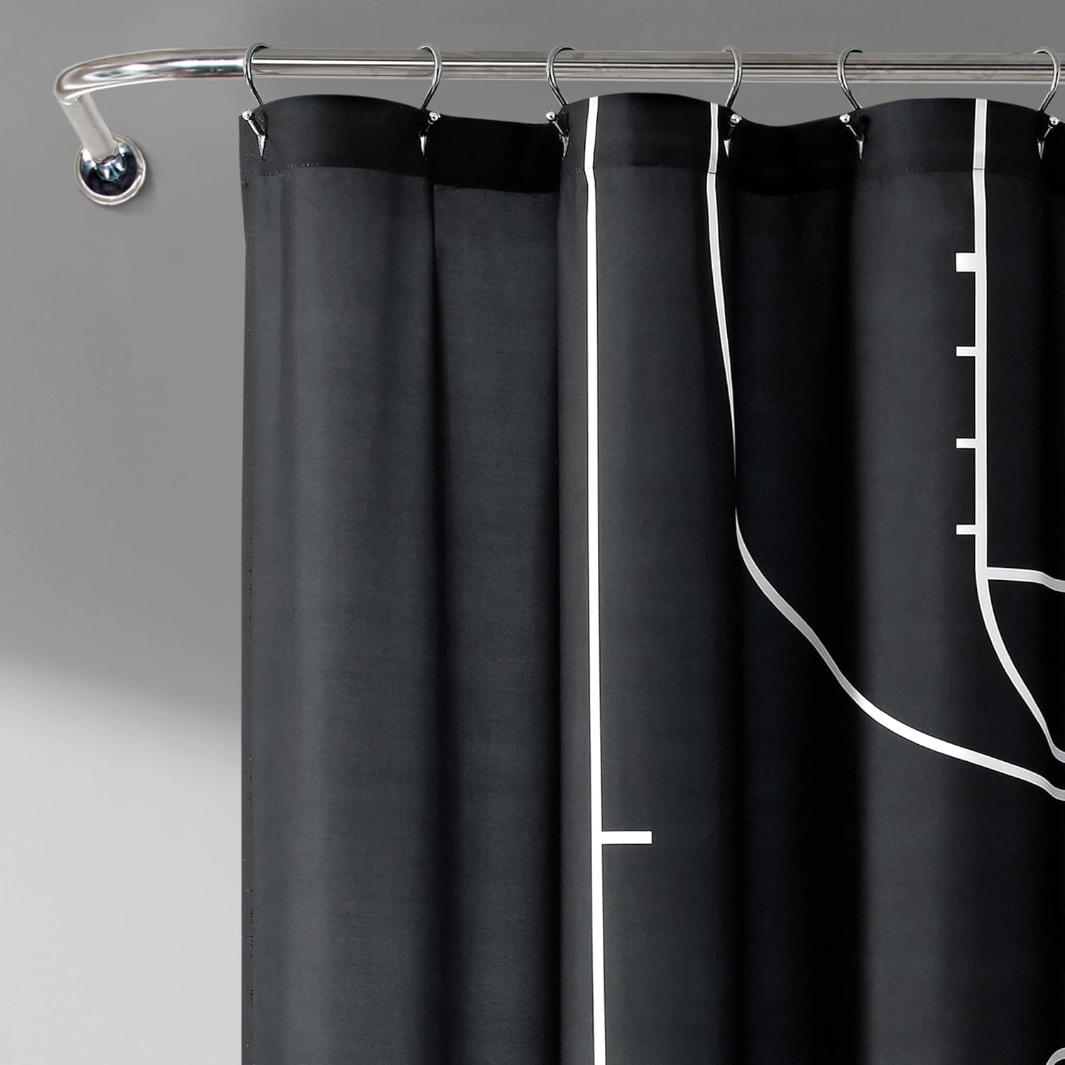 Lush Decor Basketball Game Shower Curtain 72x72 Black Orange