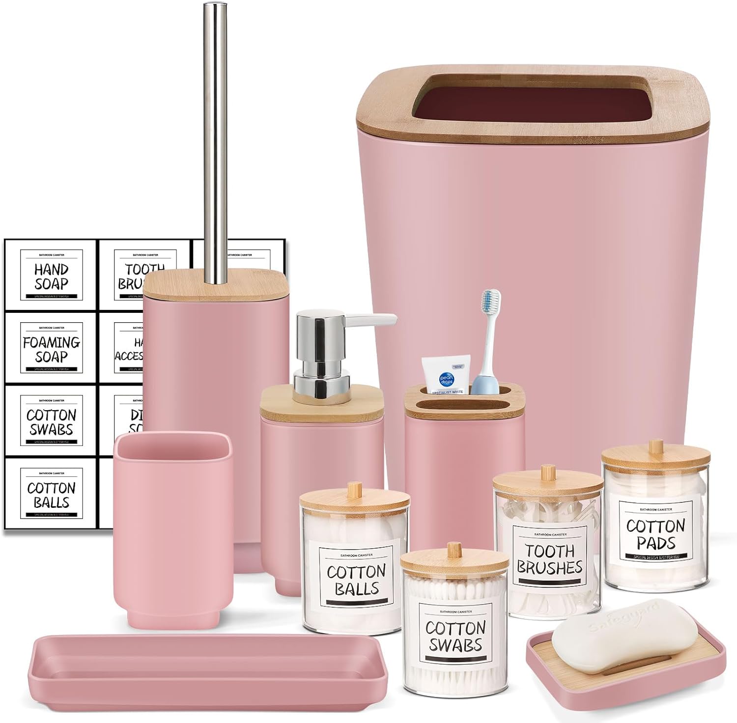 IMAVO 11-Piece Pink Bathroom Accessory Set