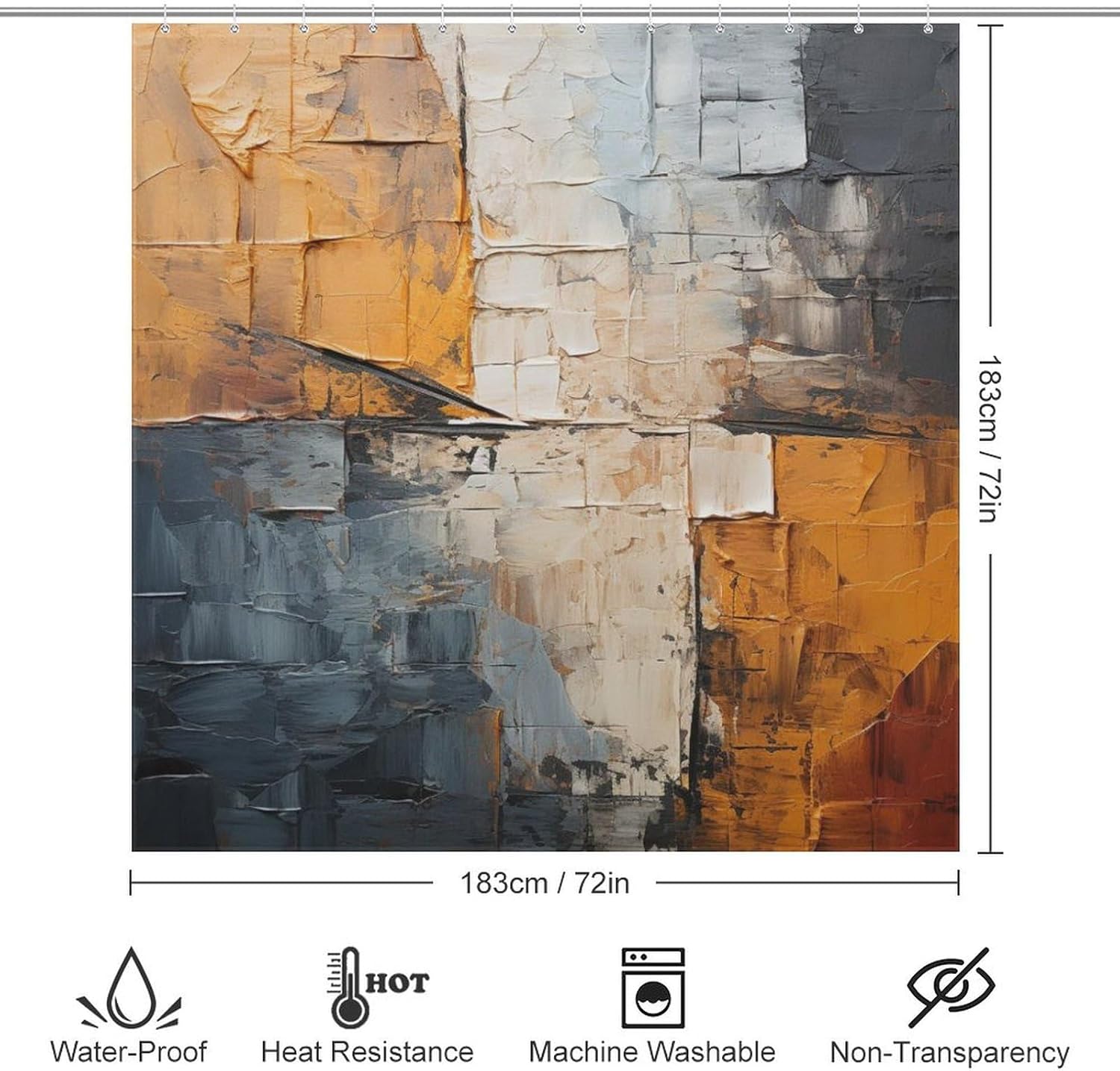 TIYAANDSY 72x72in Waterproof Abstract Shower Curtain Set