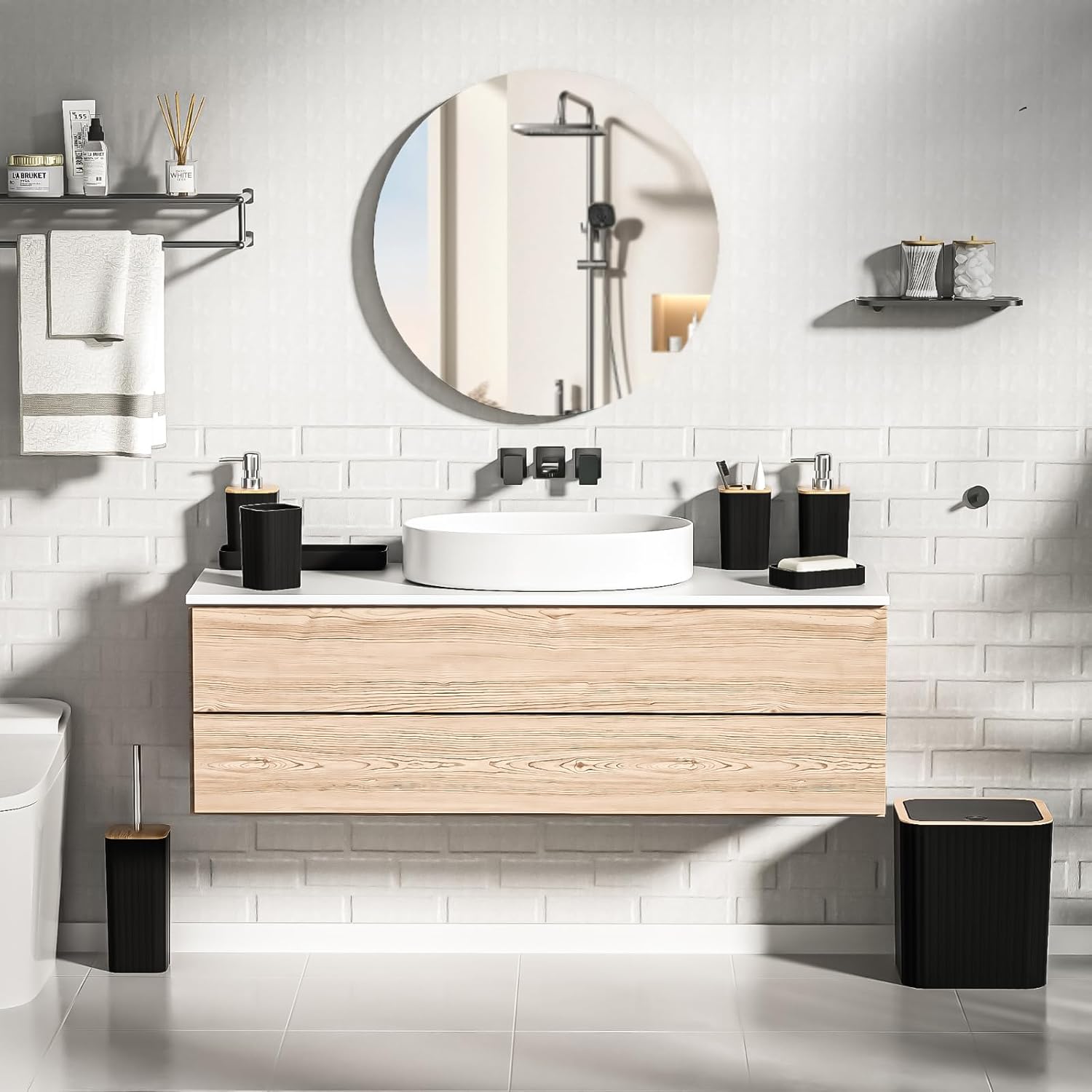 XLHOMO 10PC Elegant Black Bathroom Accessories Set