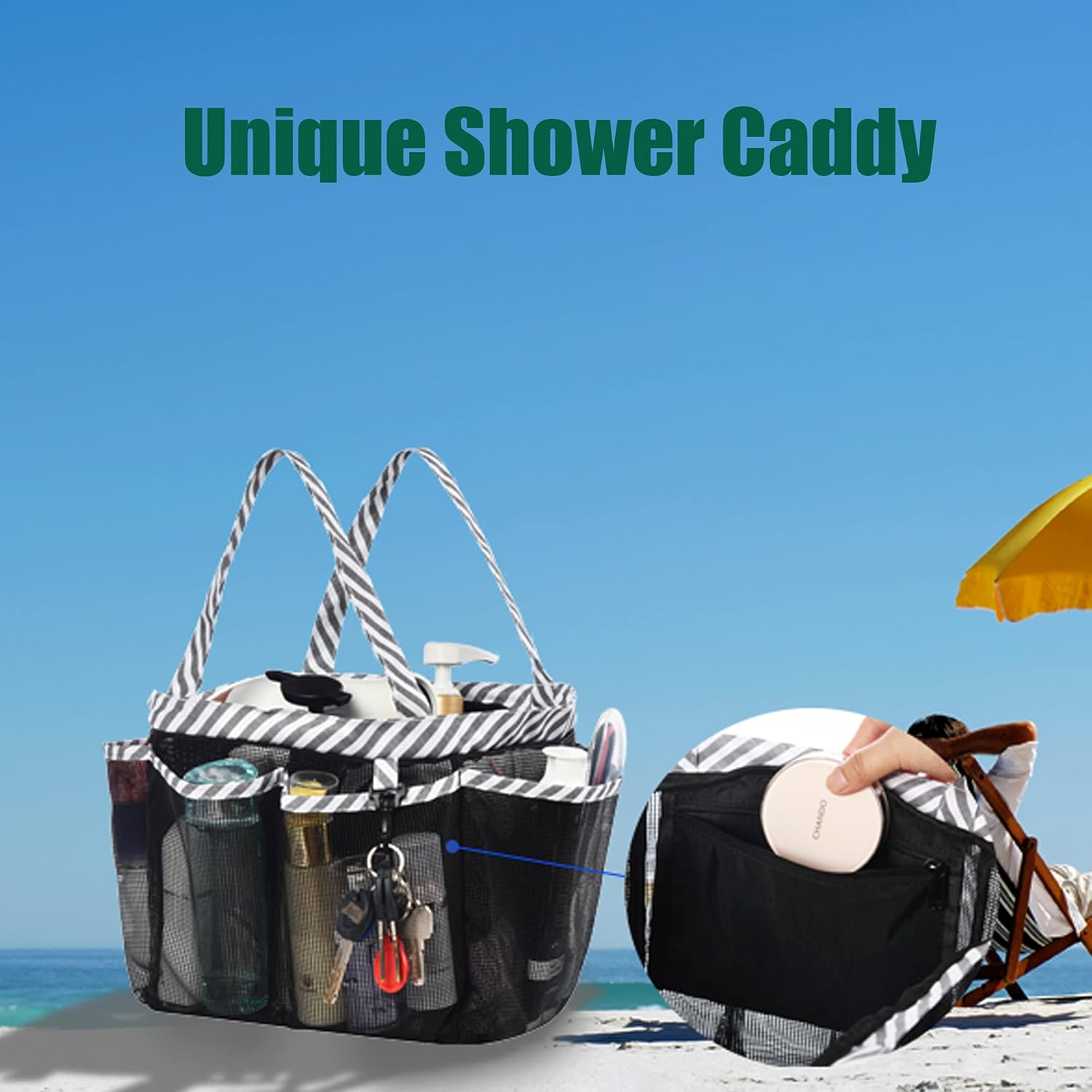 WEHUSE Extra Large Mesh Shower Caddy with Waterproof Inner Bag