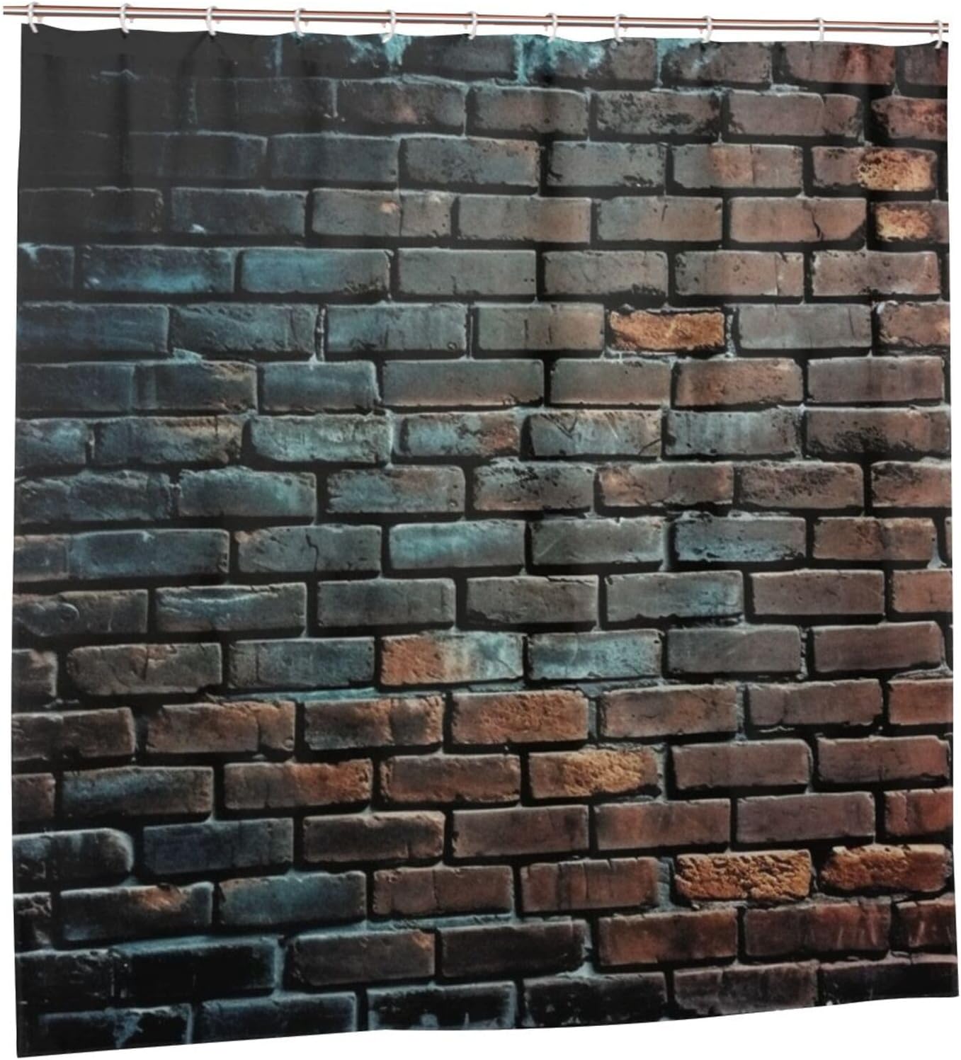 Red Brick Wall Shower Curtain with 12 Hooks 72x72in
