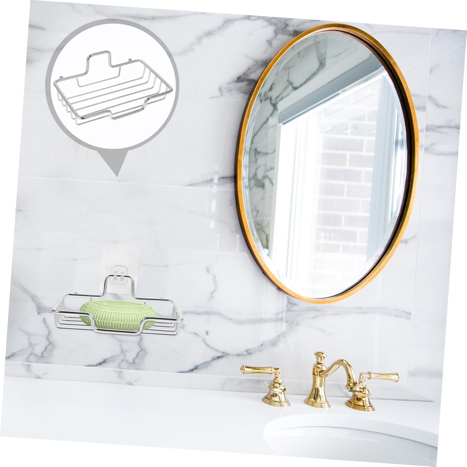 Ciieeo Wall Mount Soap Dish Stainless Steel Drainage Holder No Drill Adhesive