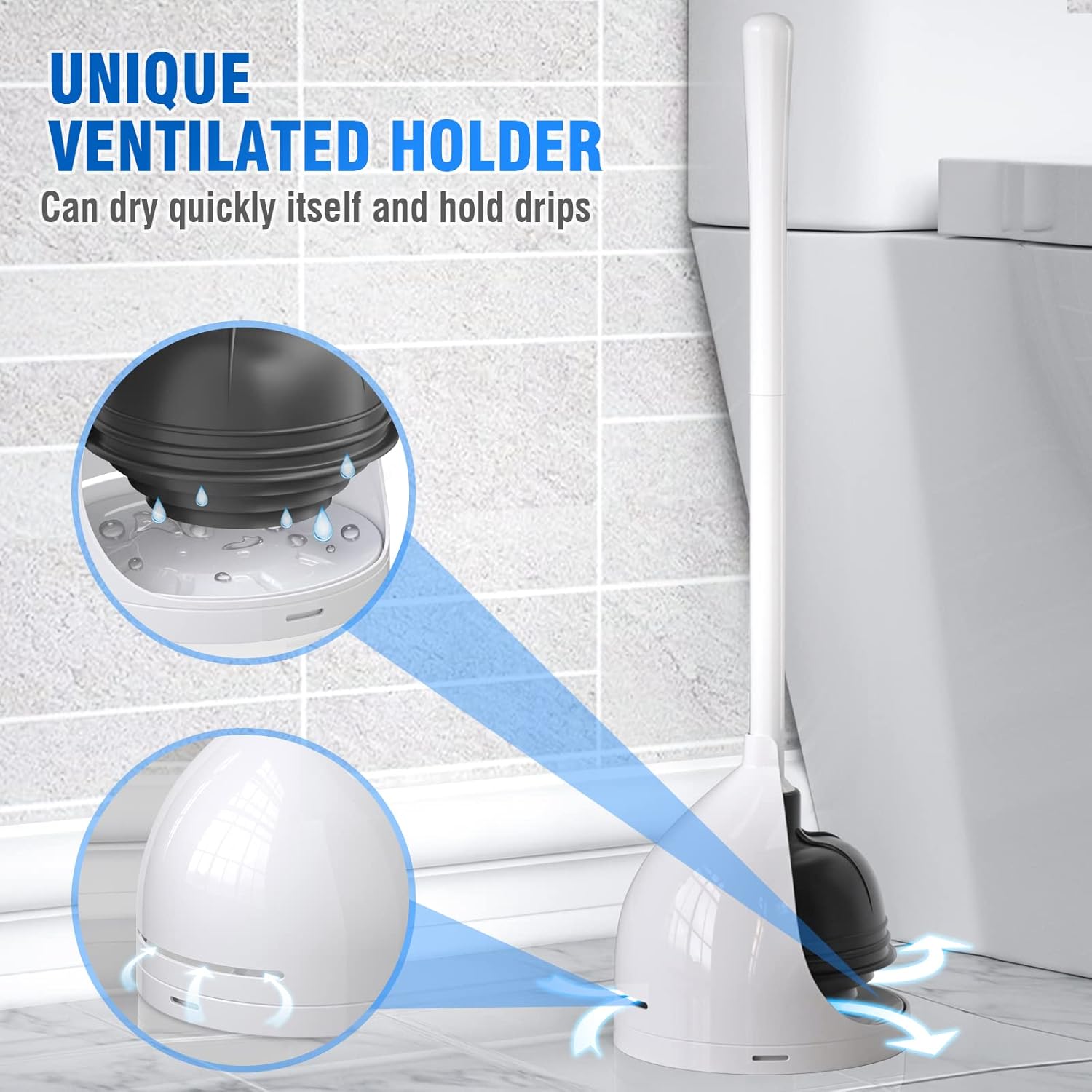 Uptronic 2 Pack Toilet Plunger with Holder - Heavy Duty