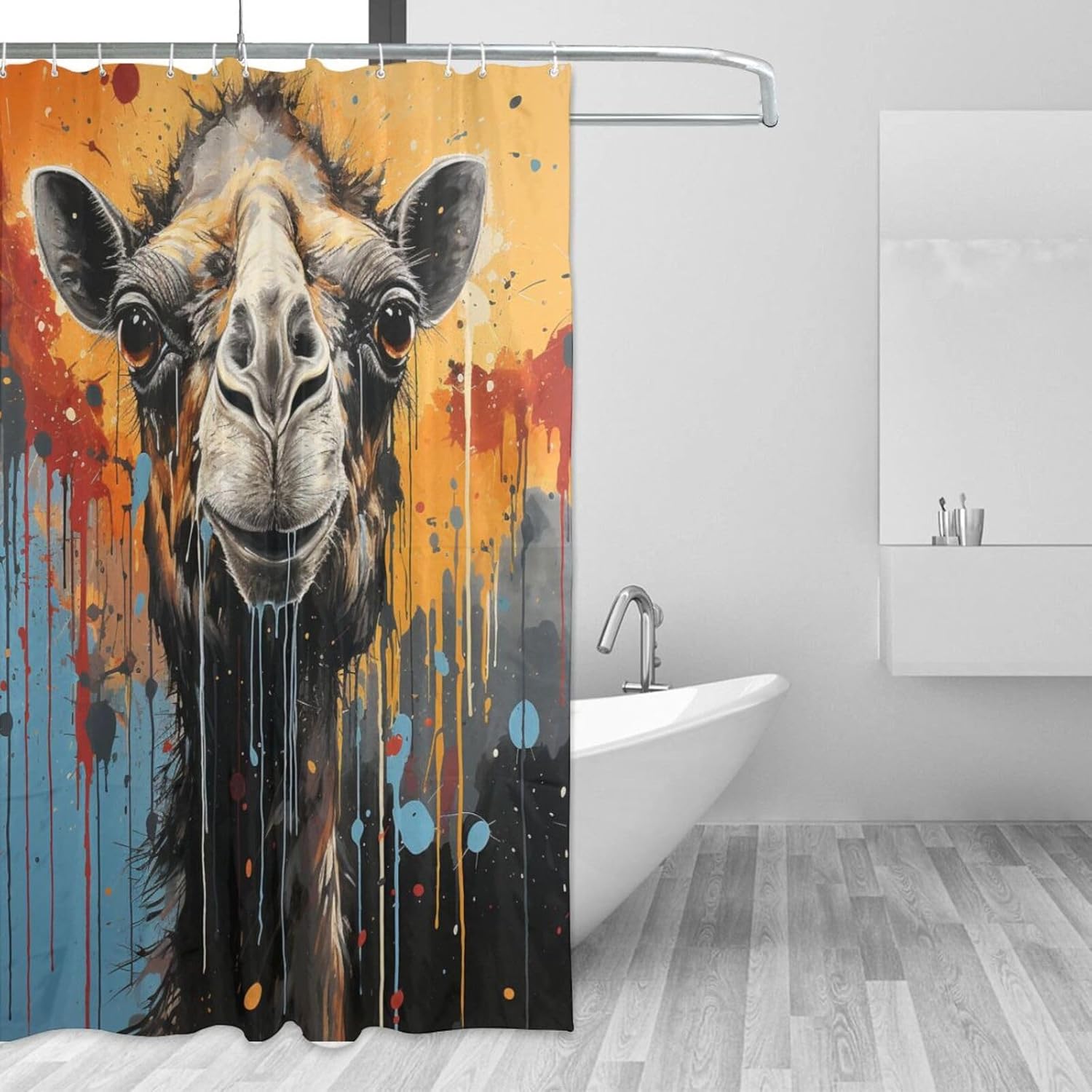 Boho Camel Shower Curtain Set 72x72in