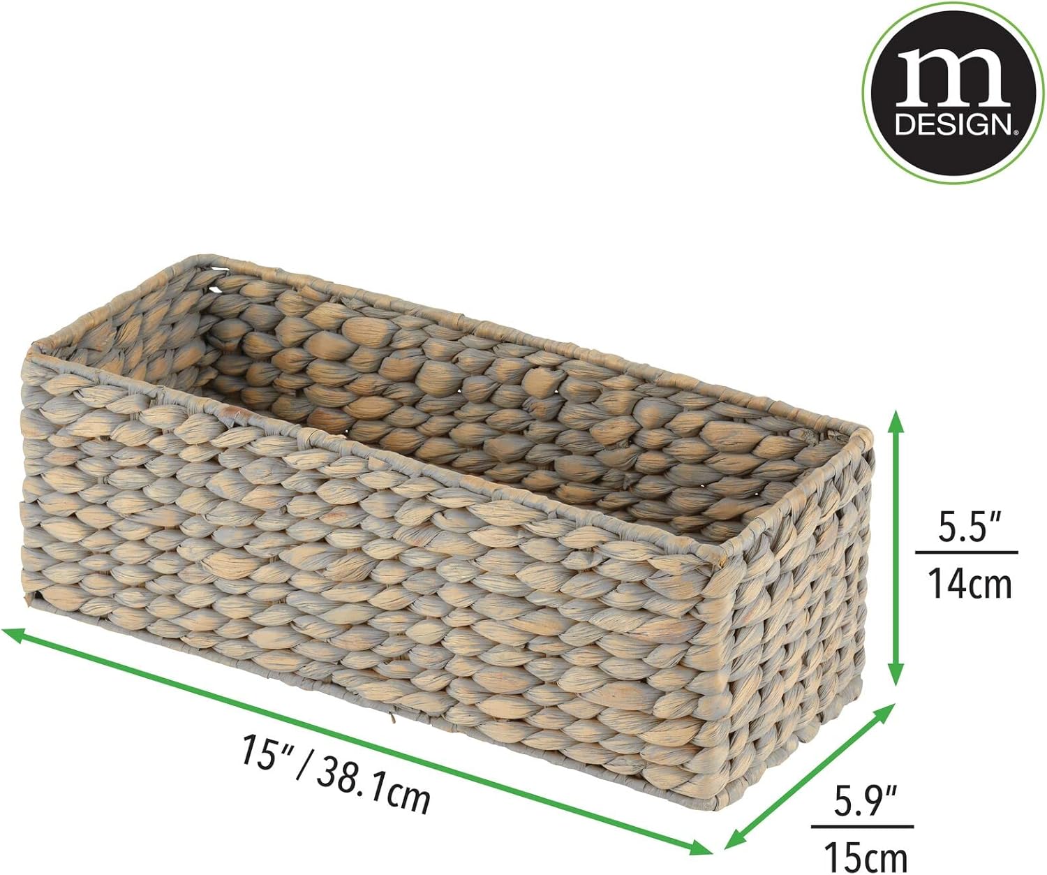 mDesign Woven Hyacinth Toilet Paper Holder - 2 Pack Gray