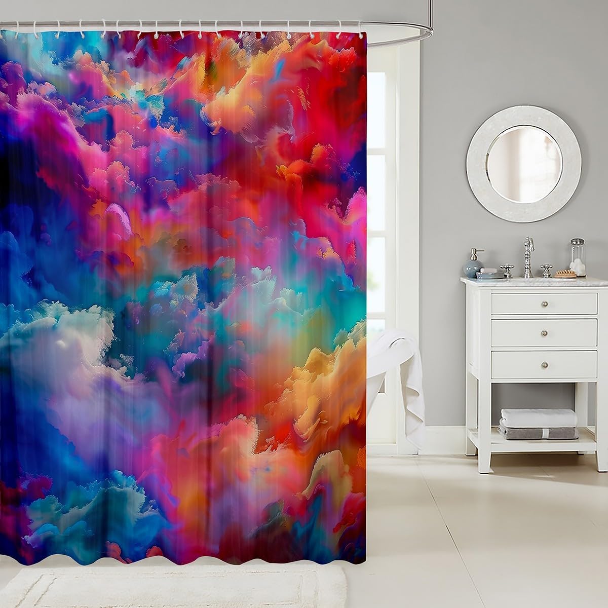 Rainbow Tie Dye Shower Curtain 72x72 for Kids and Adults