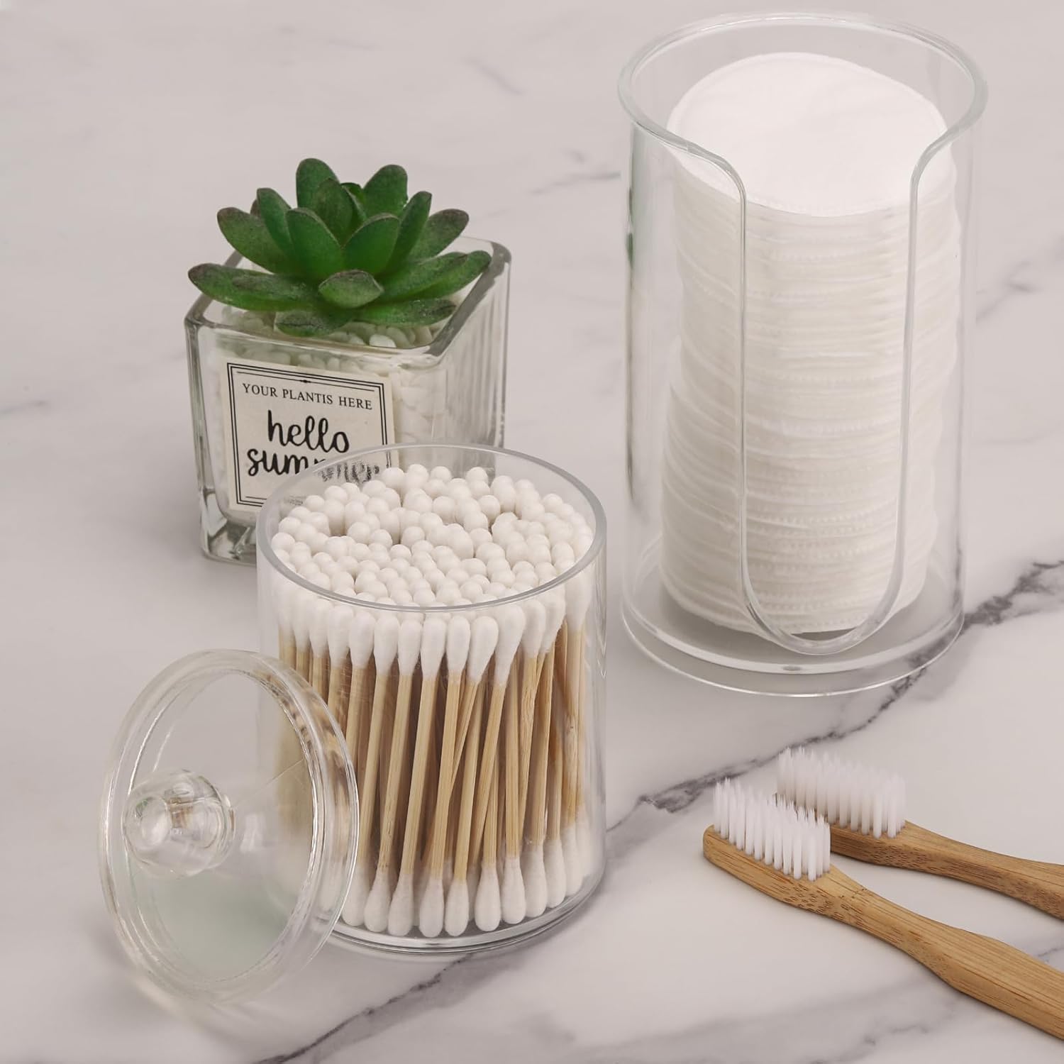 LoveBB 3oz-5oz Cup Dispenser with 10oz QTip Holder Clear