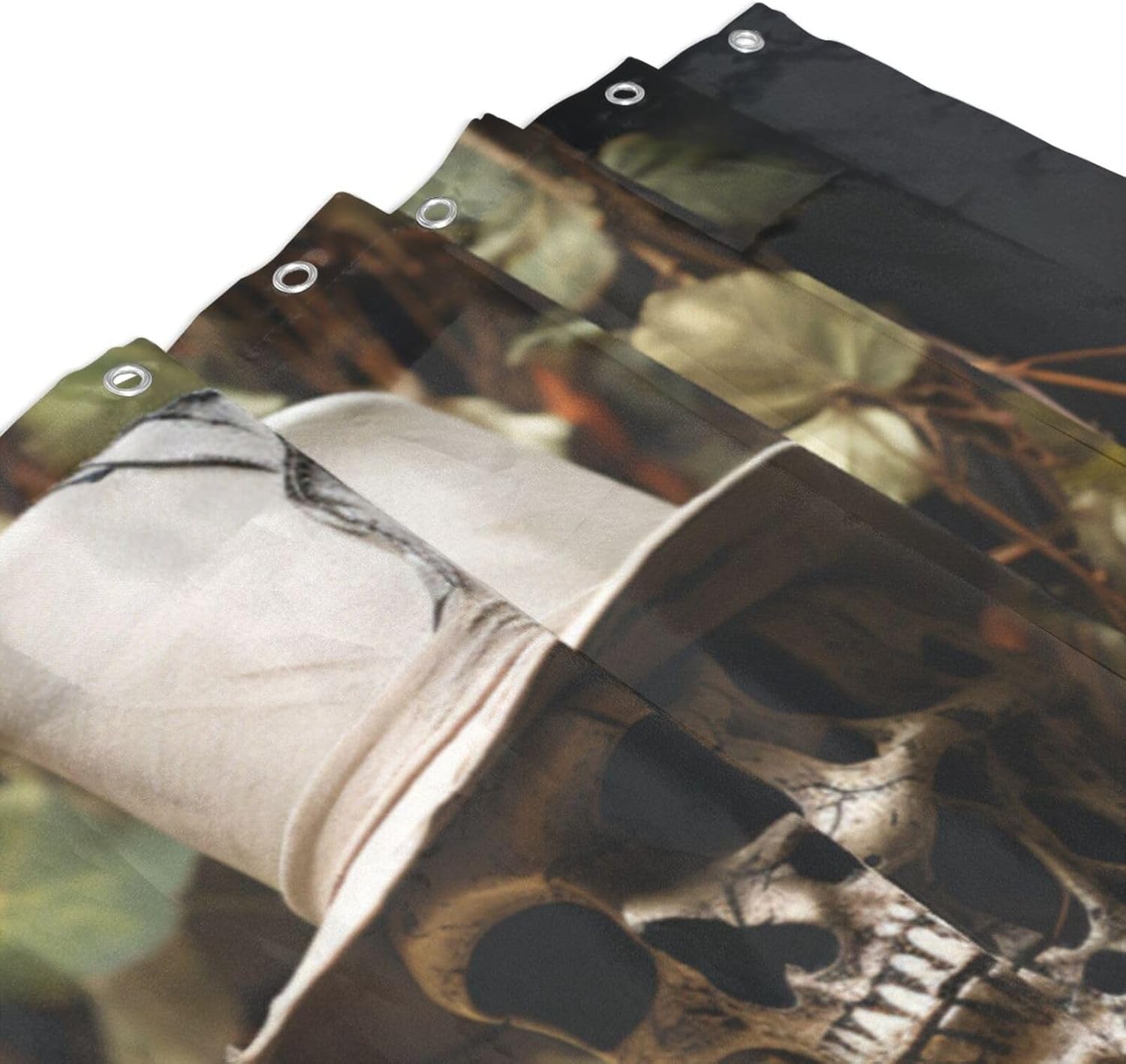 Black Suit Skull Shower Curtain Set with 12 Hooks 72x72in