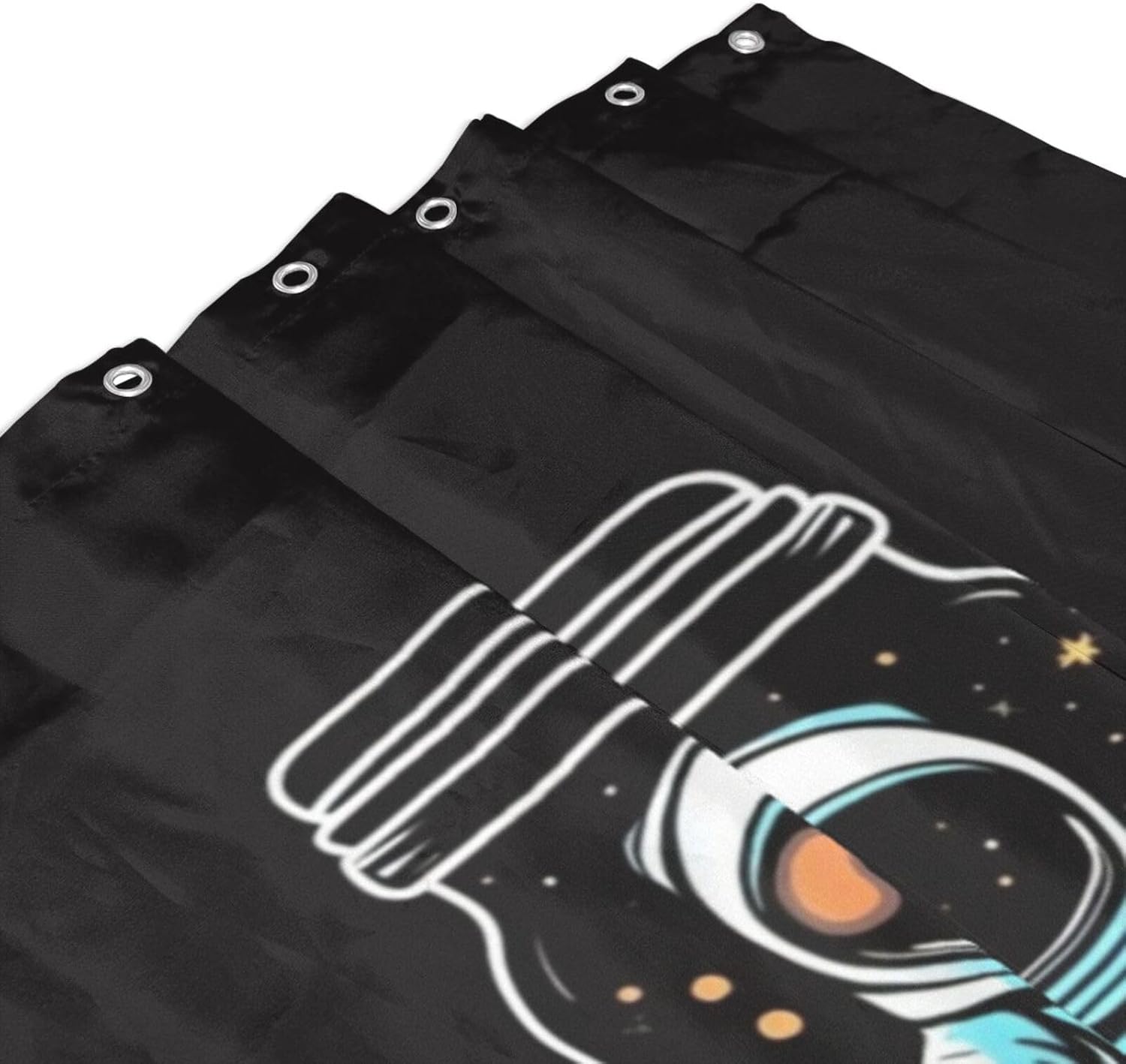 White Astronaut Pattern Shower Curtain Set with 12 Hooks 72x72in