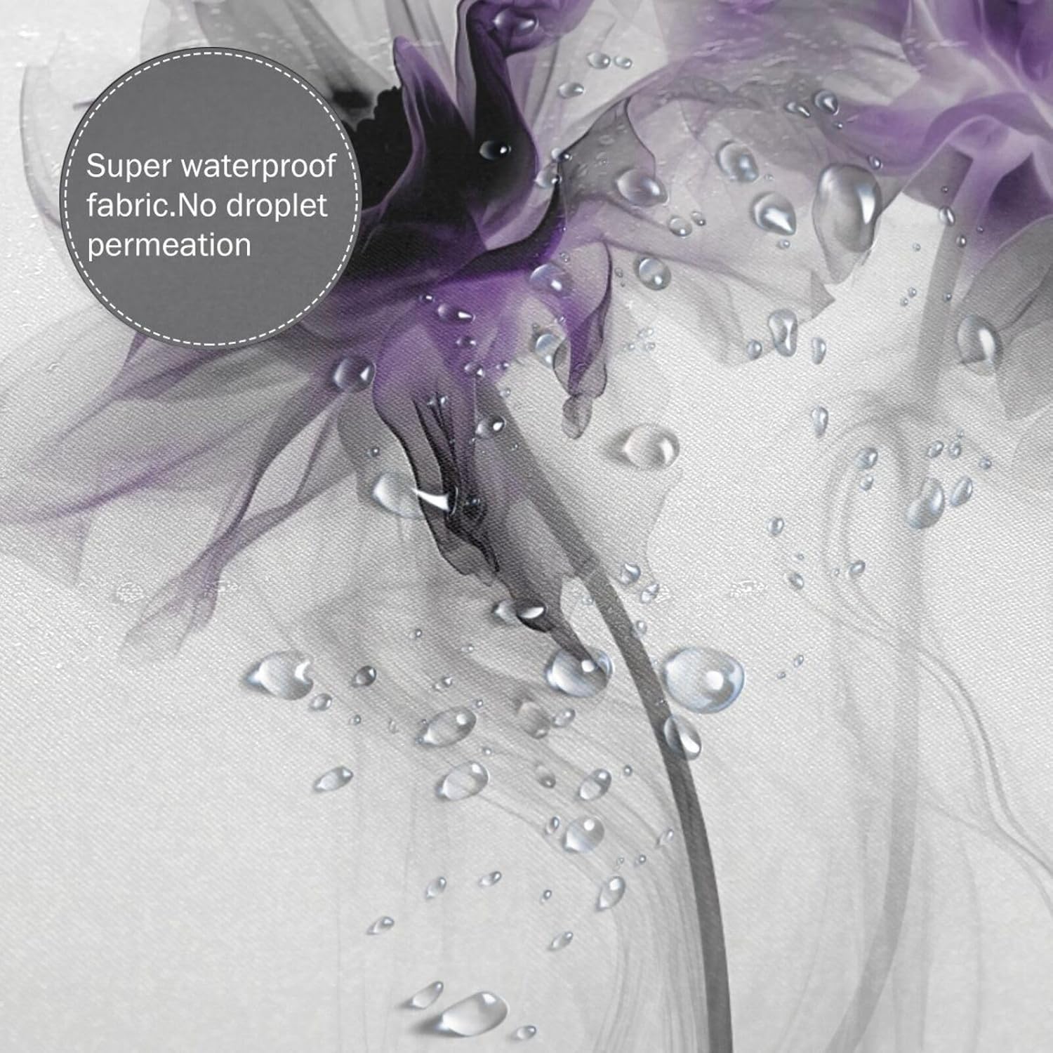 Abstract Flower Shower Curtain Set Dark Purple Boho Waterproof 72x72in with 12 Hooks
