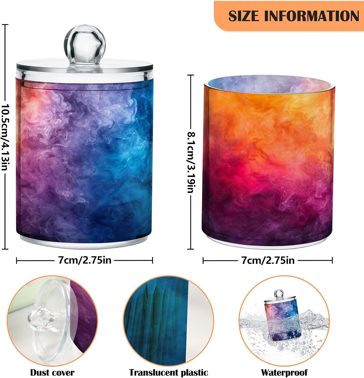 YETTASBIN Clear Apothecary Jars 2 Pack for Cotton Swabs and More