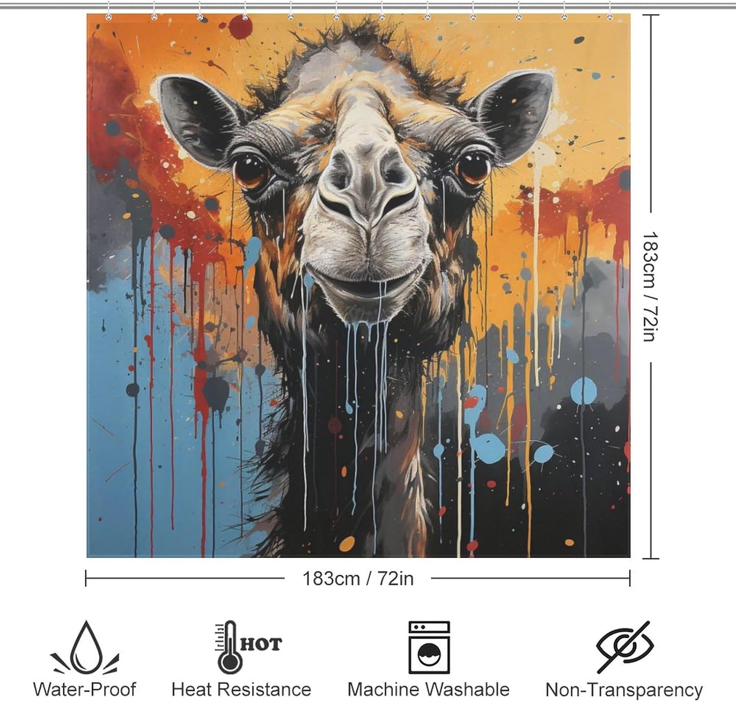 Boho Camel Shower Curtain Set 72x72in