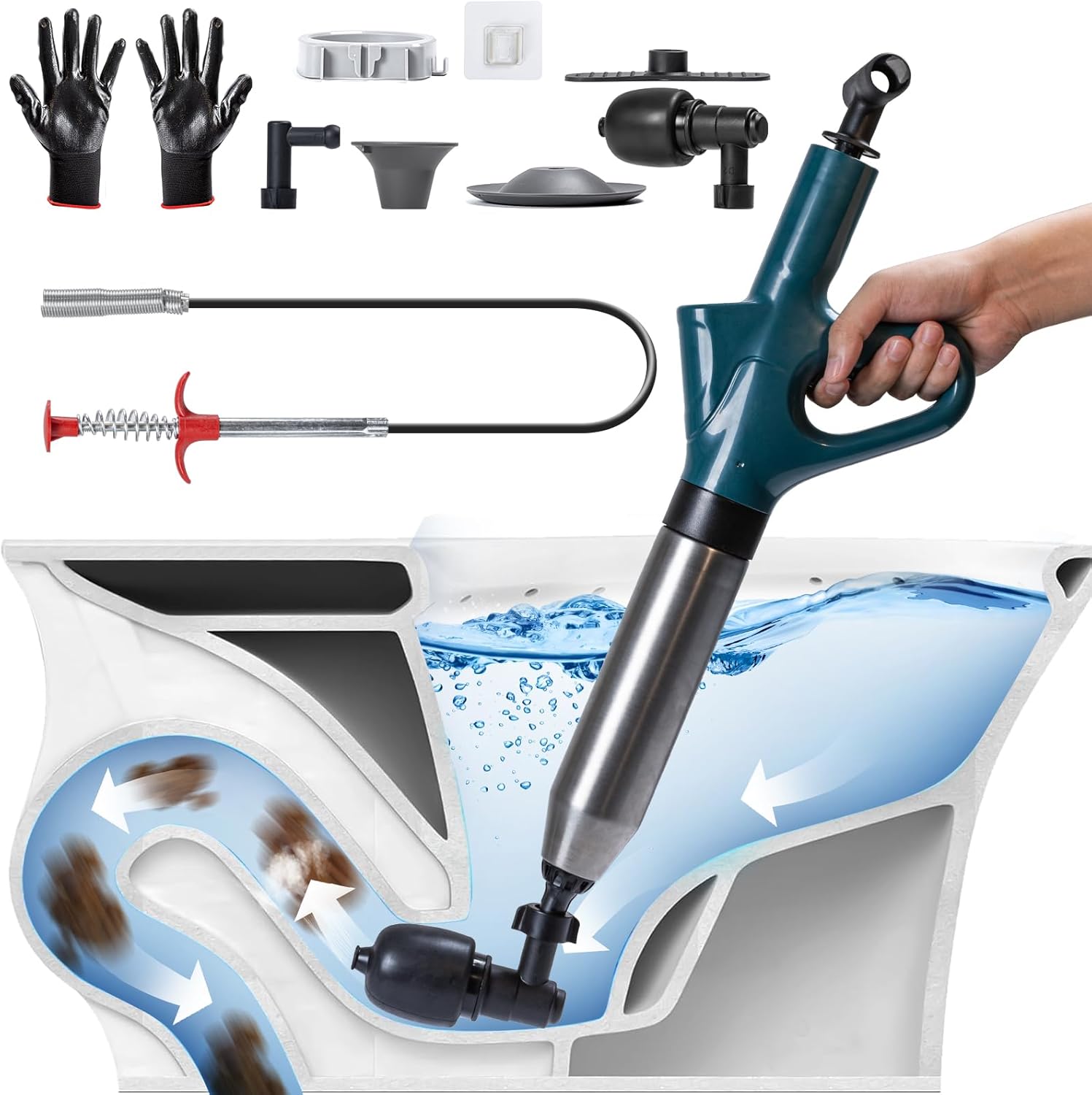 LEOMAUNYX High-Pressure Toilet Plunger with Barometer