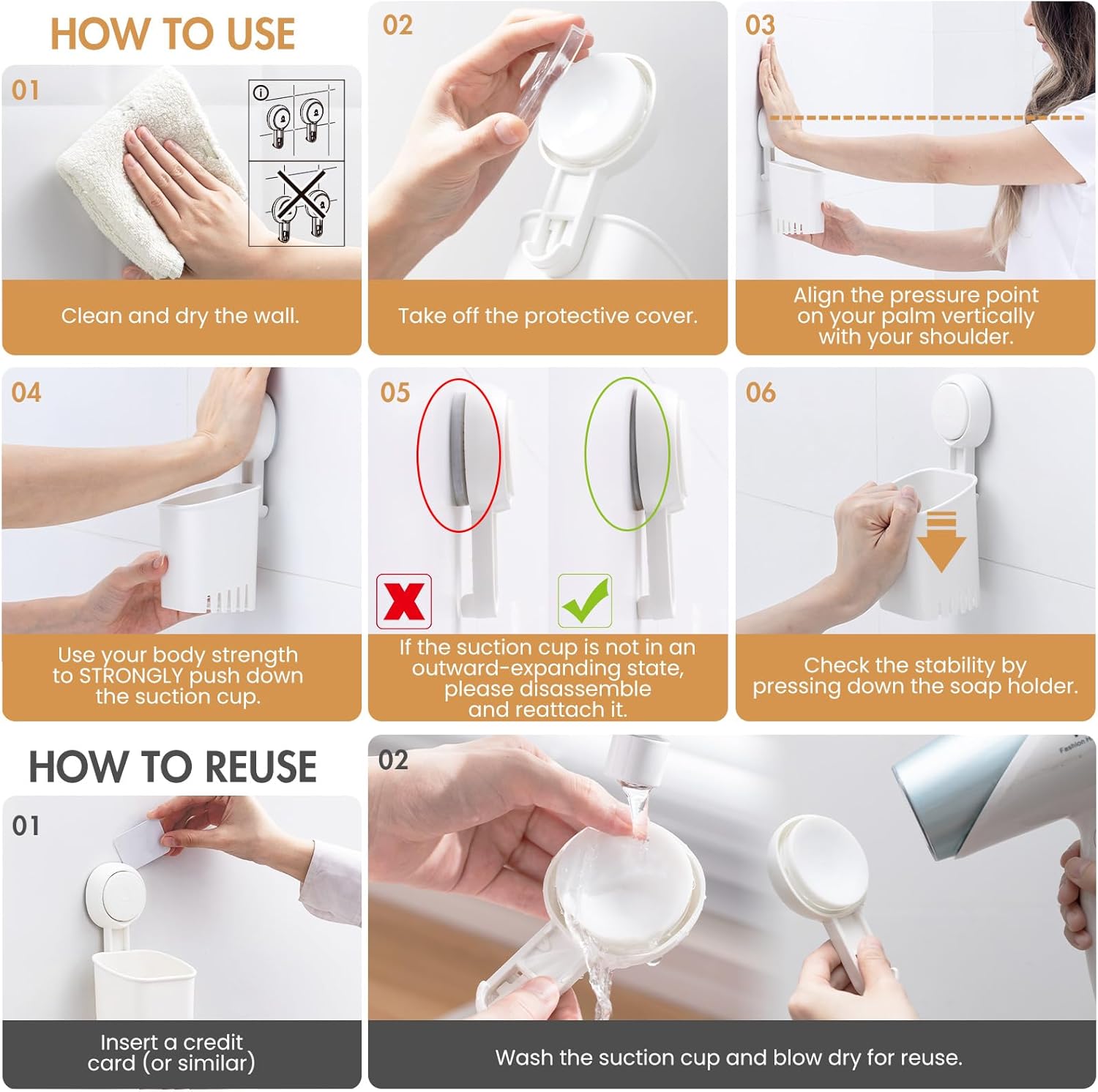 LEVERLOC Suction Cup Toothbrush Holder Wall Mount Drilling-Free White
