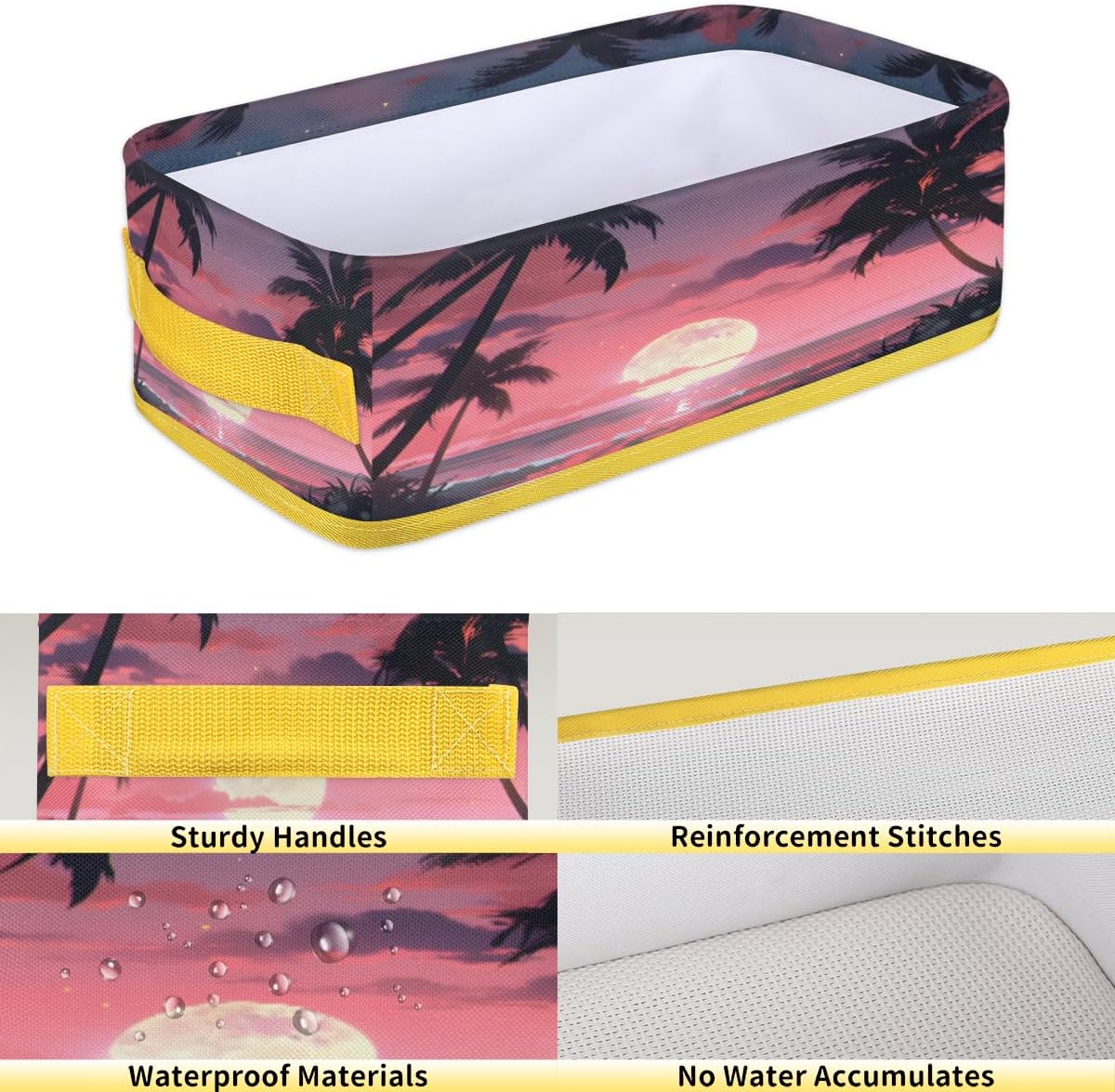 Skonsati Pink Ocean Beach Toilet Paper Basket with Handles 1