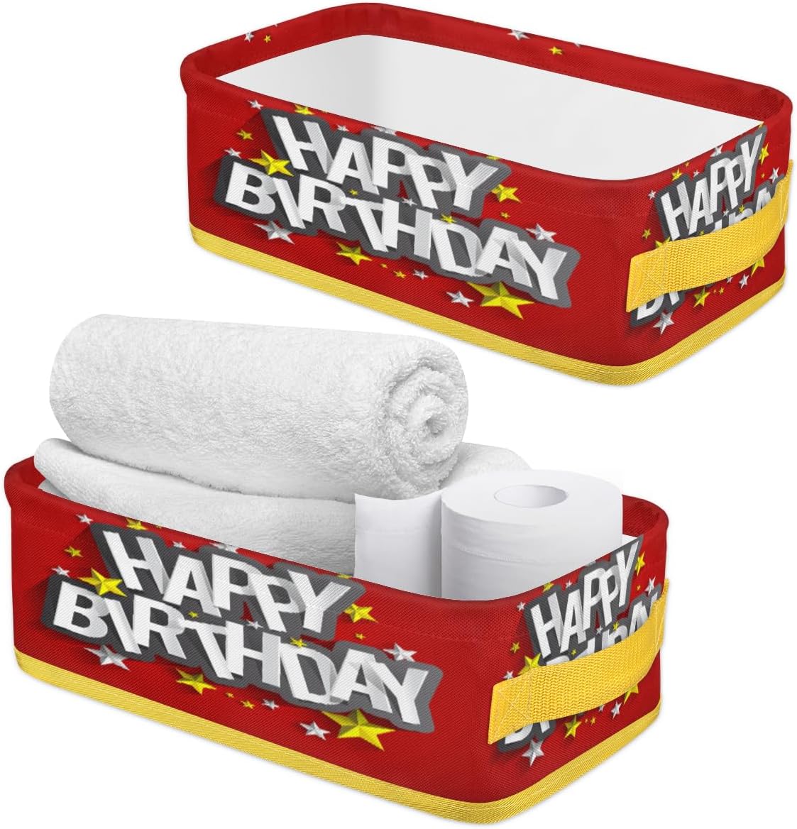 Vomwwlix Red Happy Birthday Toilet Paper Basket Decor 1
