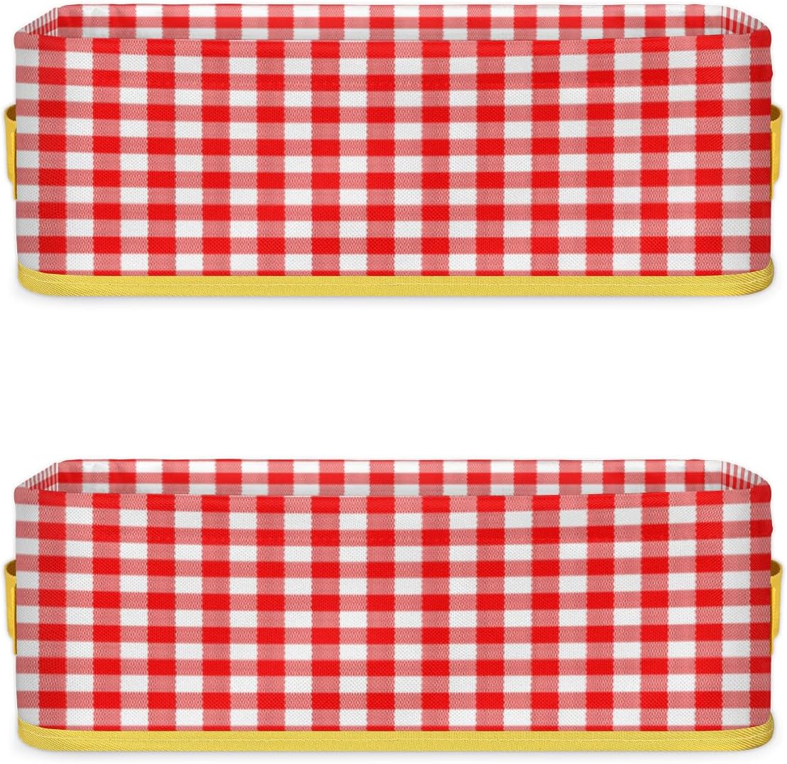 Red Plaid Toilet Paper Baskets Set of 2