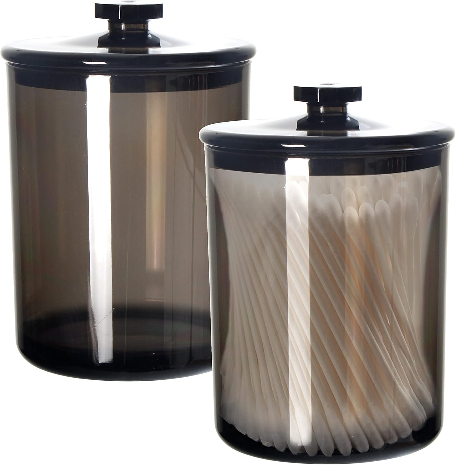 Youngever Black Plastic Apothecary Jars 2 Pack 15 Ounce