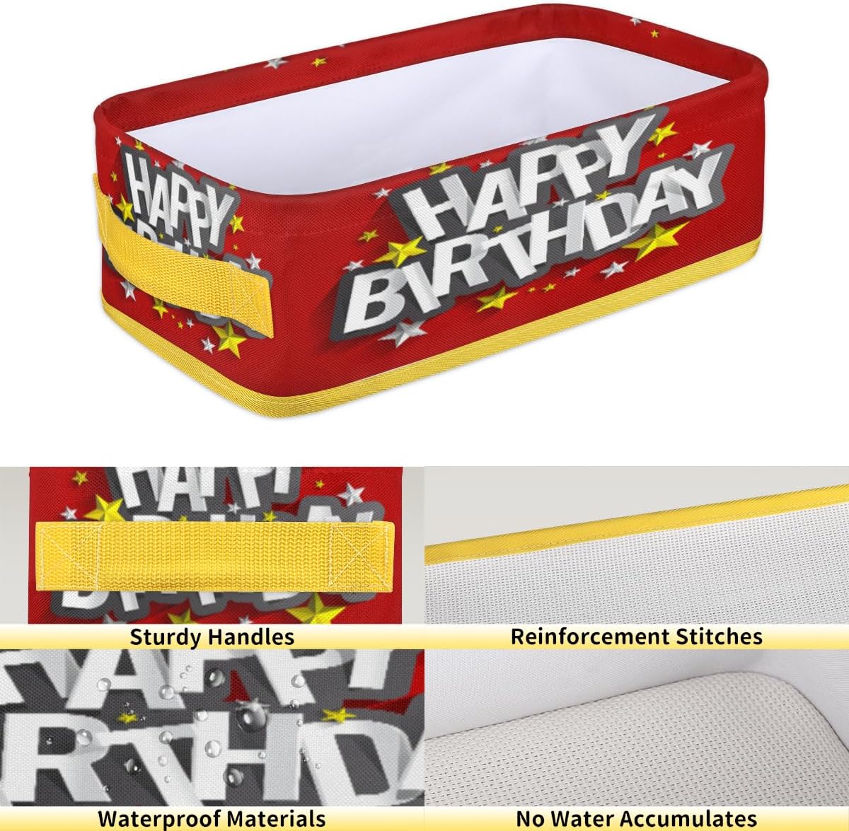 Vomwwlix Red Happy Birthday Toilet Paper Basket Decor 1