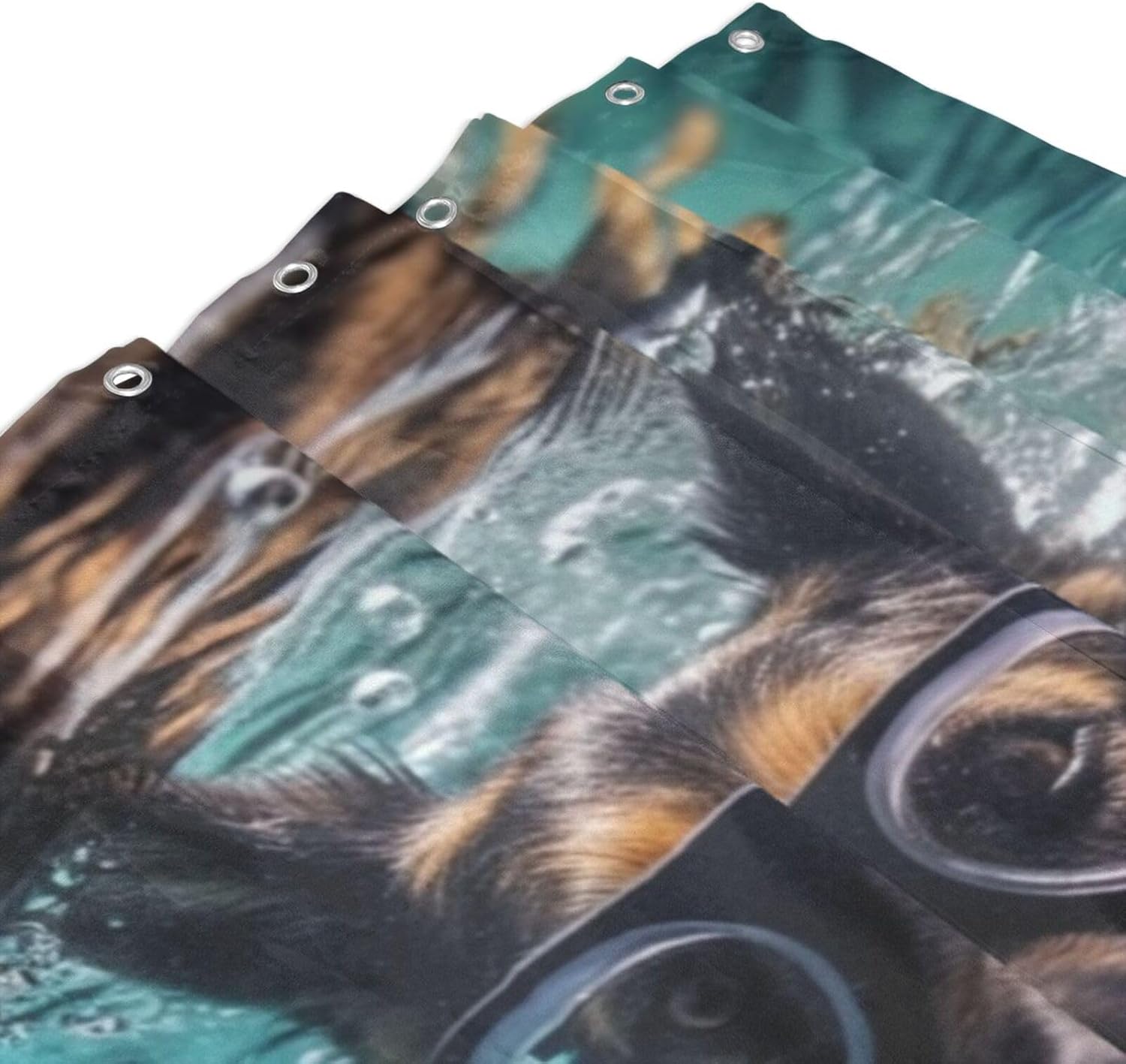 TIYAANDSY Underwater Glasses Dog Shower Curtain Set