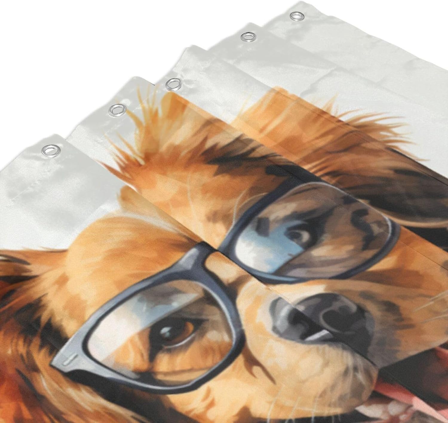 Brown Dog Shower Curtain Set with 12 Hooks 72x72in