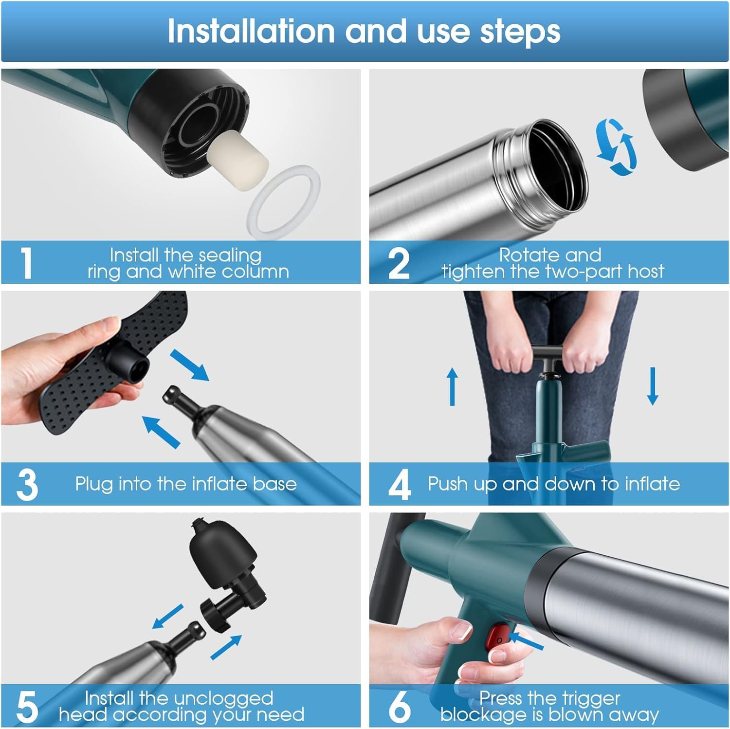 UDXFYS High Pressure Toilet Plunger with Barometer