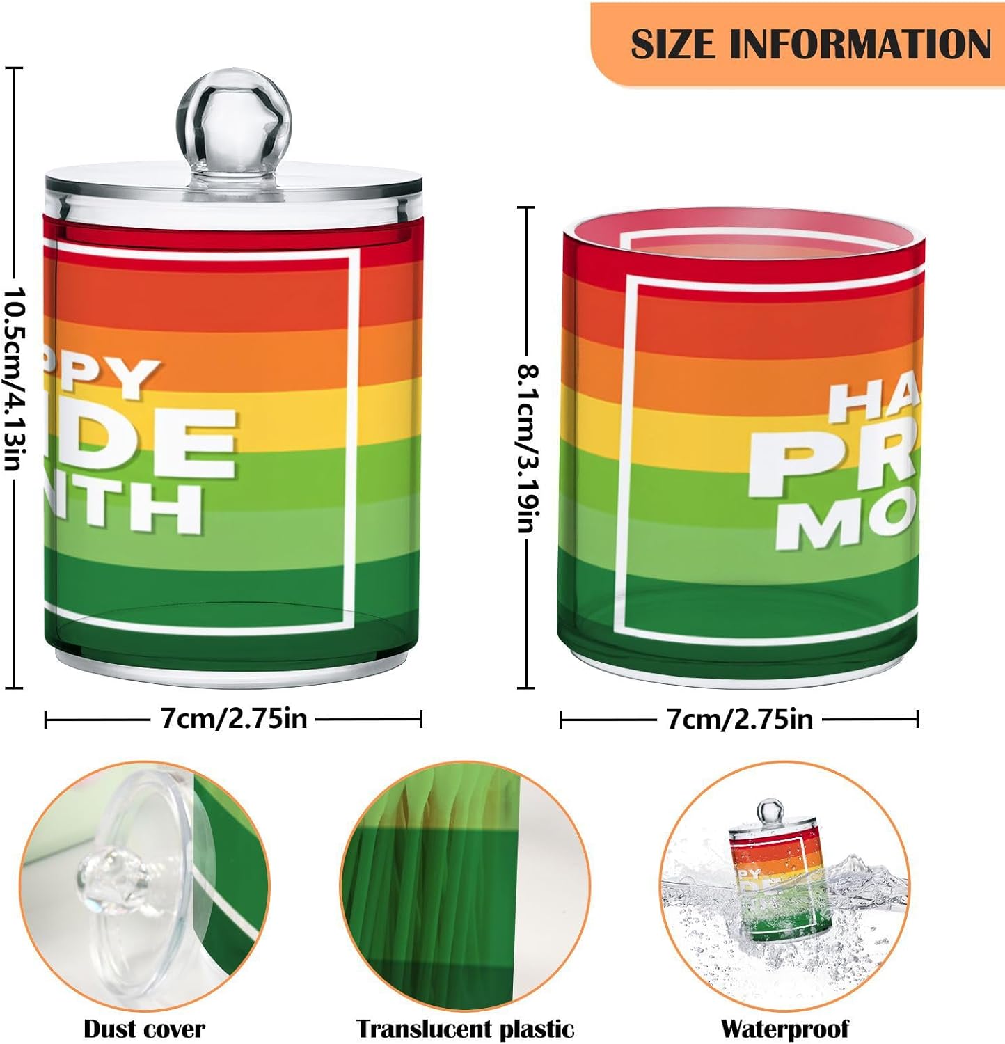 Qilmy Colorful Pride Qtip Holder 2 Pack