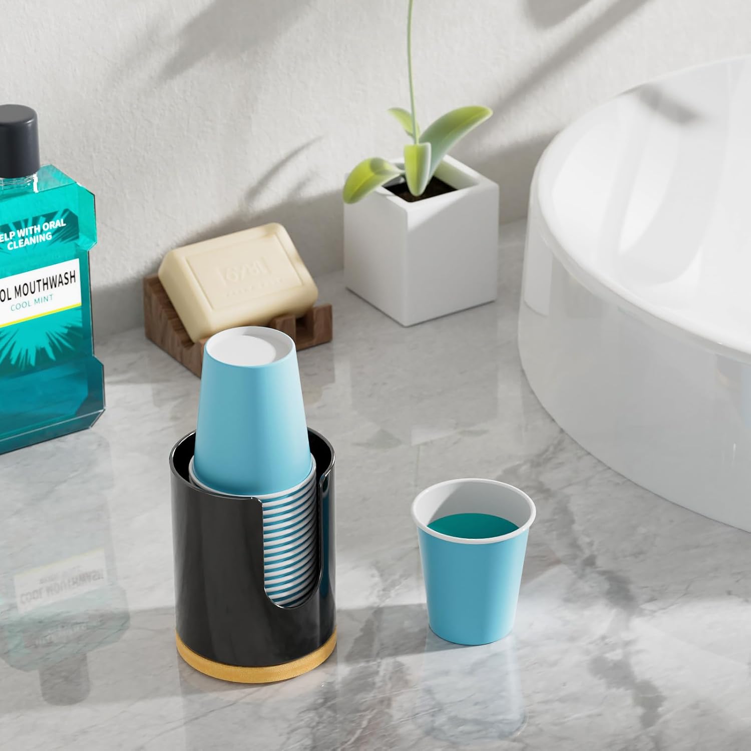 VITVITI Black Cup Dispenser for Bathroom 1