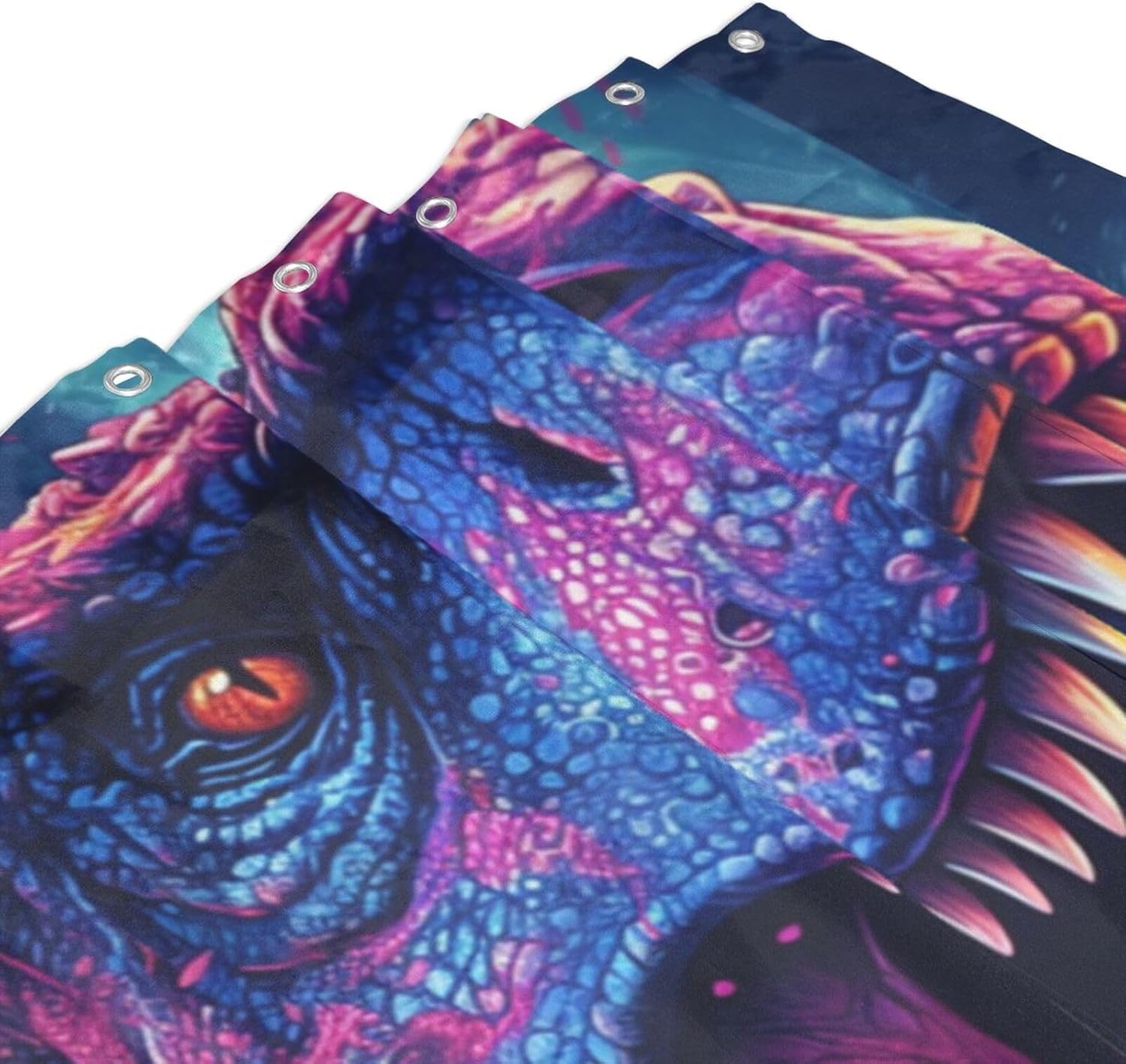 Roaring Dinosaur Waterproof Shower Curtain Set with 12 Hooks