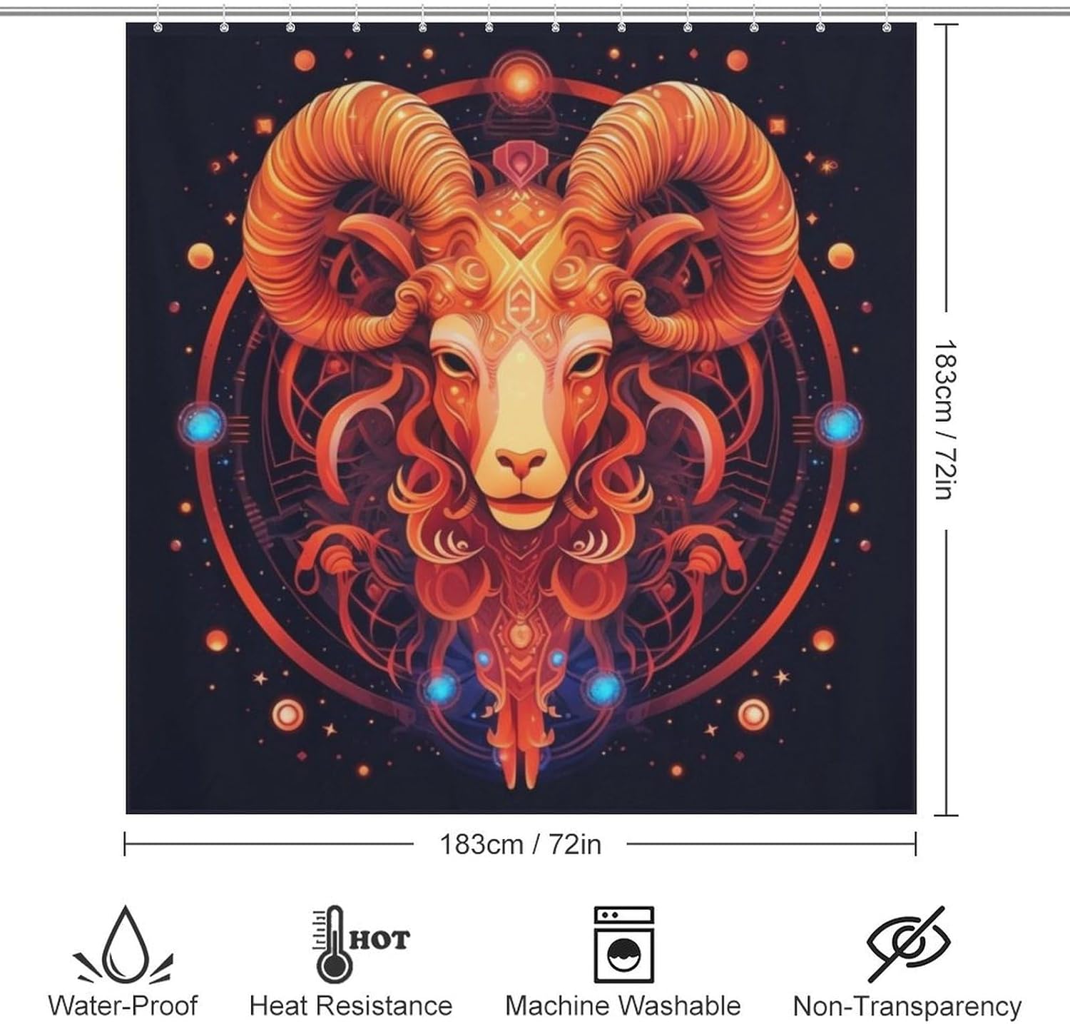 Red Constellation Starry Sky Boho Shower Curtain Set
