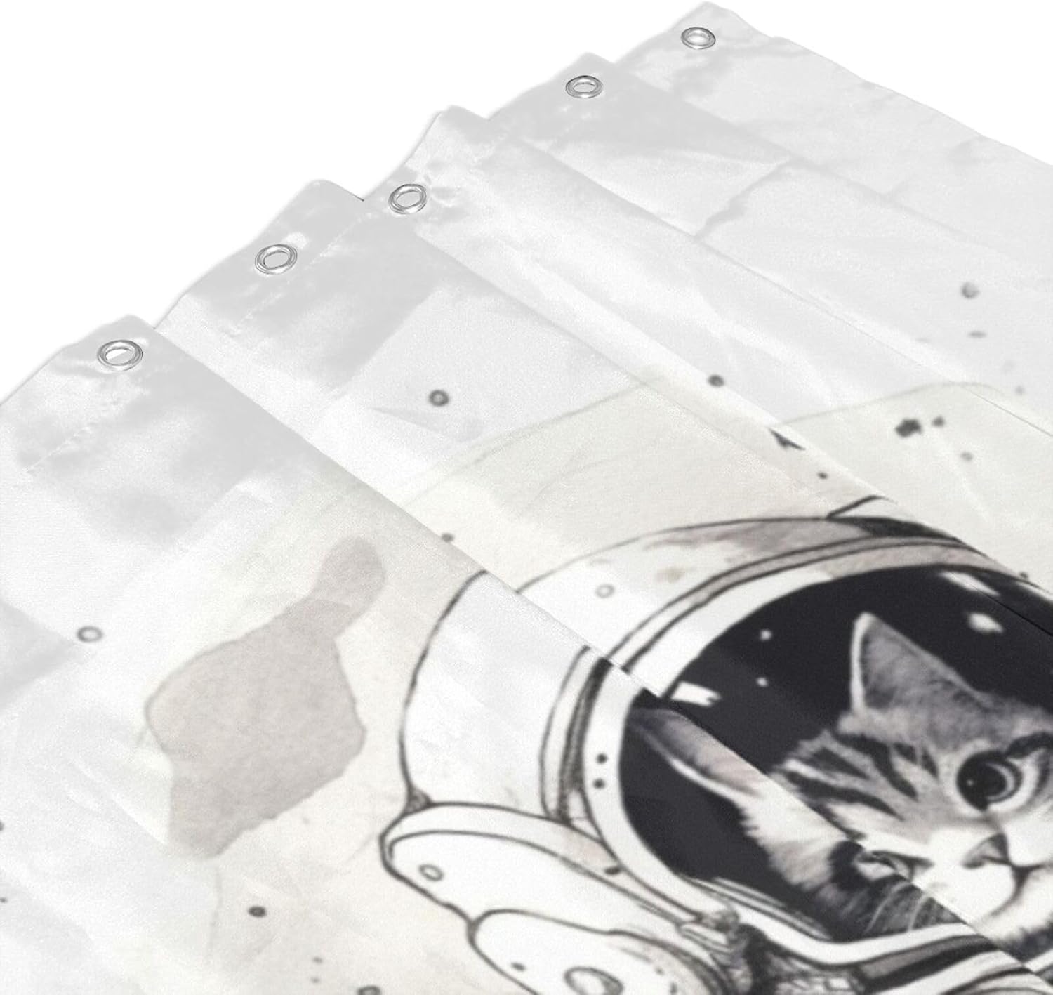 Cat Astronaut Shower Curtain Set 72x72in 1