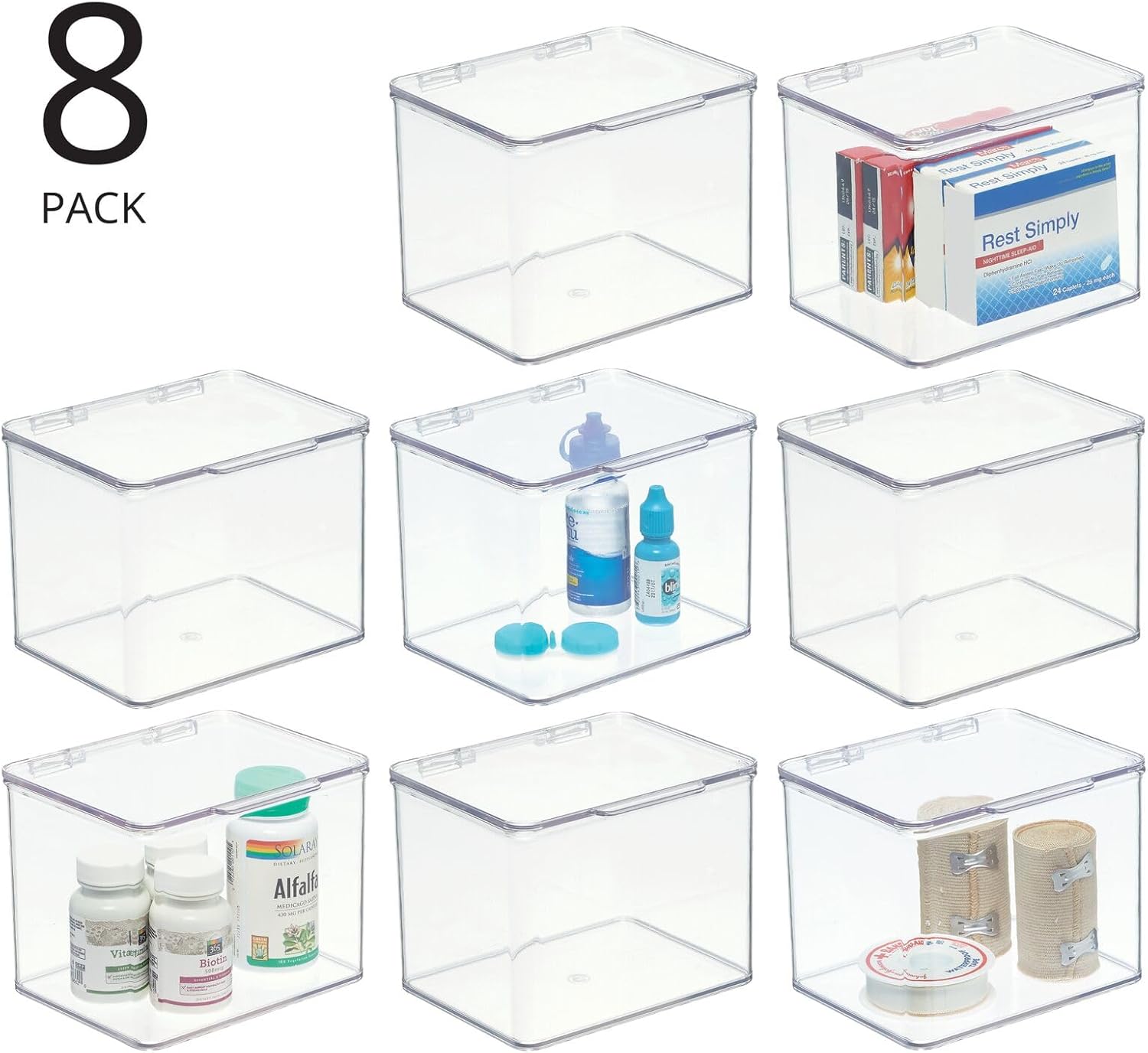 mDesign Clear Plastic Storage Canisters 8 Pack