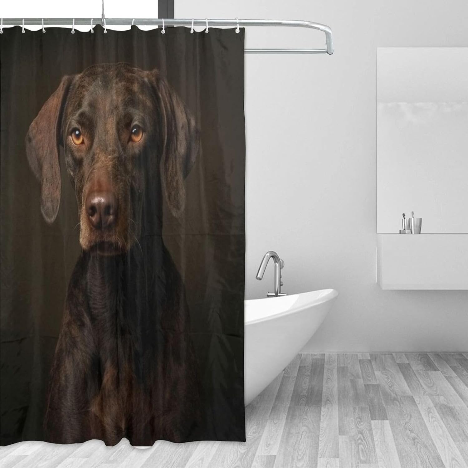 Black Dog Shower Curtain Set with 12 Hooks 72x72in