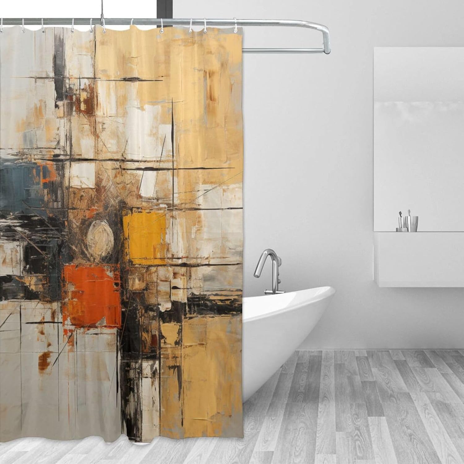 TIYAANDSY Boho Abstract Shower Curtain Set