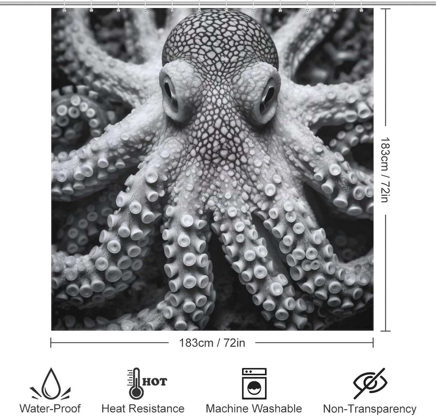 TIYAANDSY Octopus Shower Curtain Set 72x72in 1