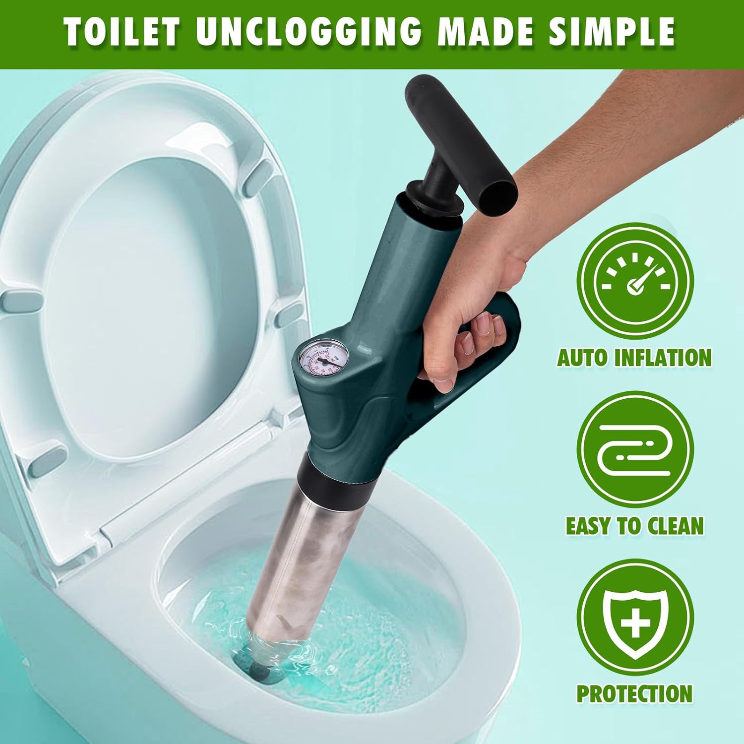 DKLECHUI High-Pressure Toilet Plunger with Barometer 1