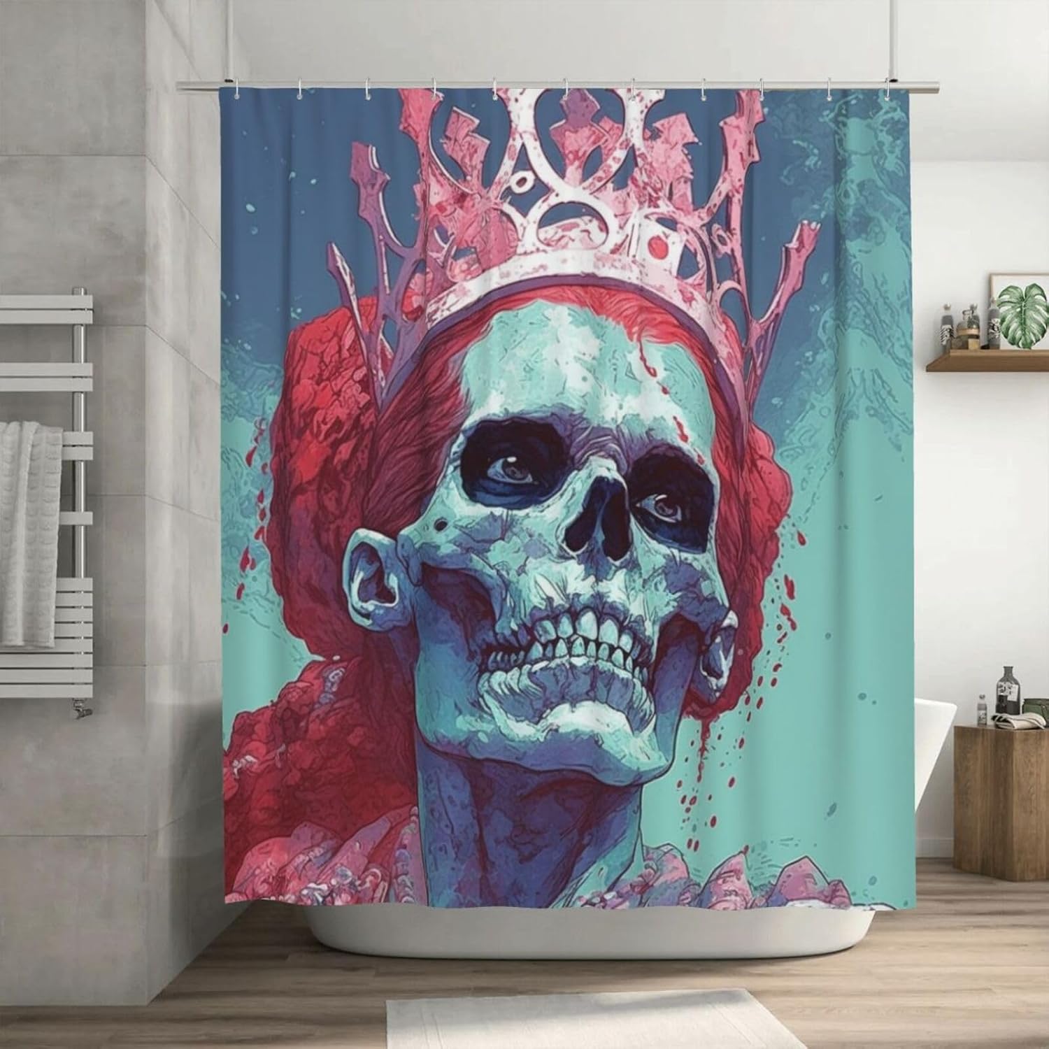 TIYAANDSY Skeleton Queen Shower Curtain Set