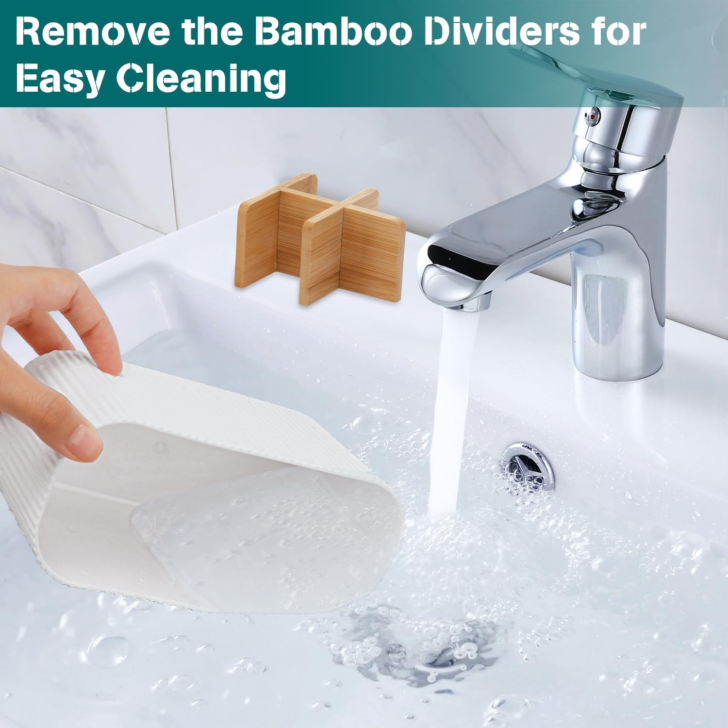 White Toothbrush Holder - Bamboo Toothbrush Organizer for Bathrooms
