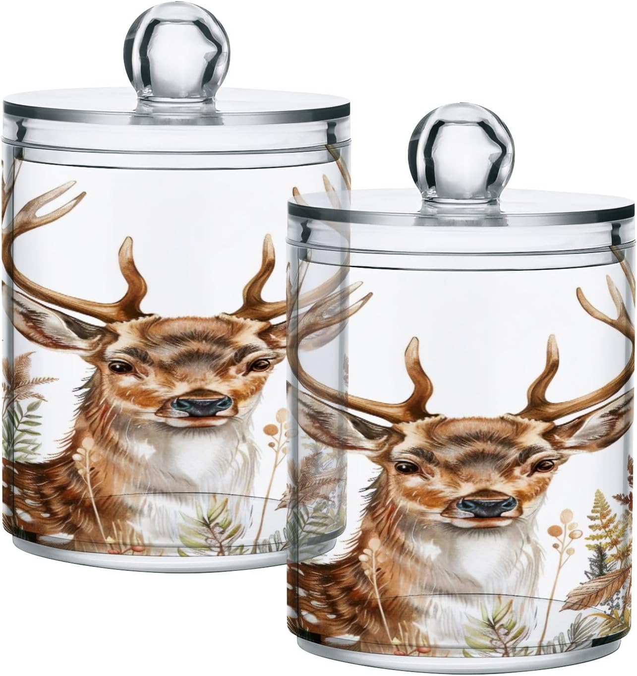 YETTASBIN Deer Clear Plastic Apothecary Jars 2 Pack