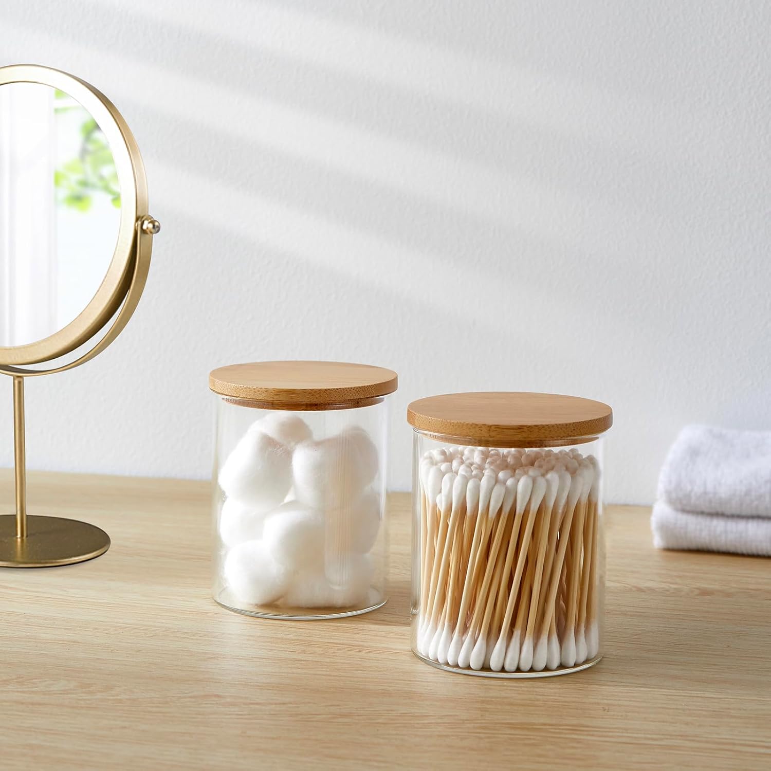 3 Pack Glass Q-Tip Holder Bathroom Organizers