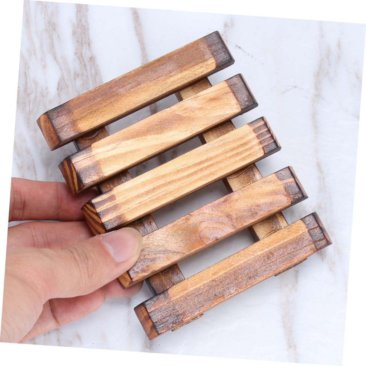 Vintage Carbonized Wood Soap Holder with Drainage