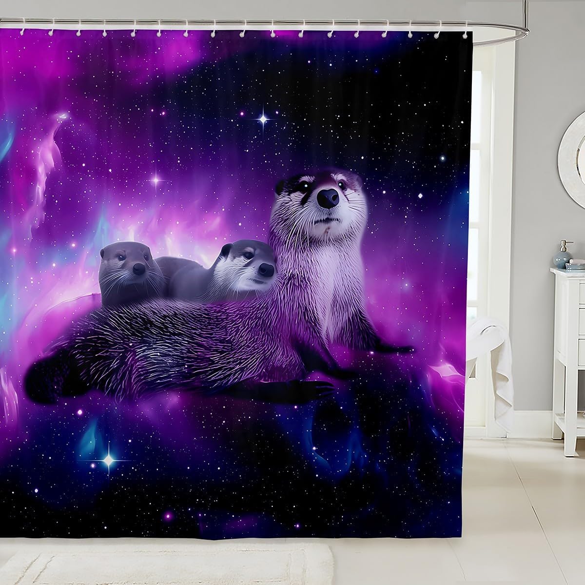 Feelyou Otter Shower Curtain Purple Galaxy