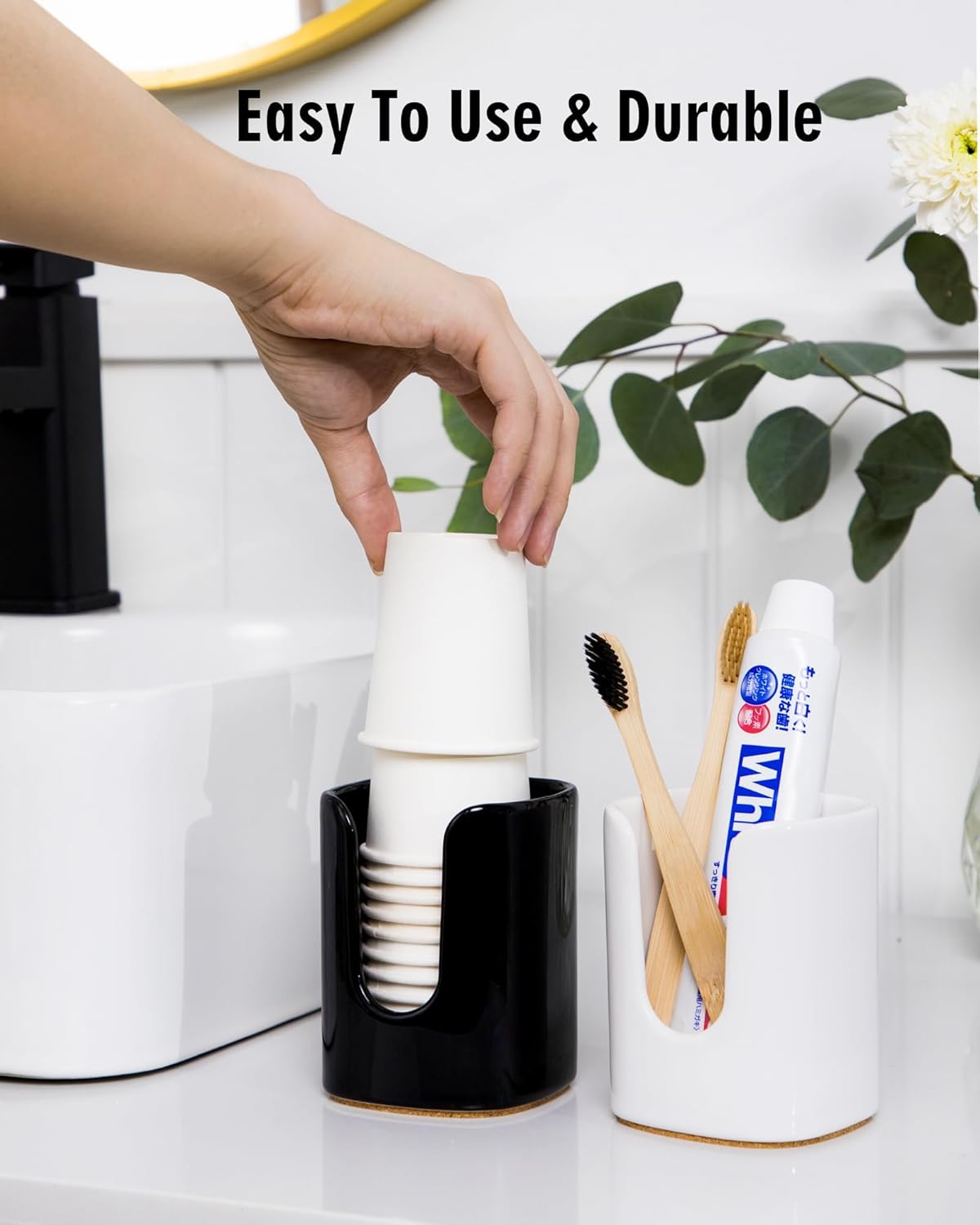 Viosuniu 5 oz Square Ceramic Cup Dispenser