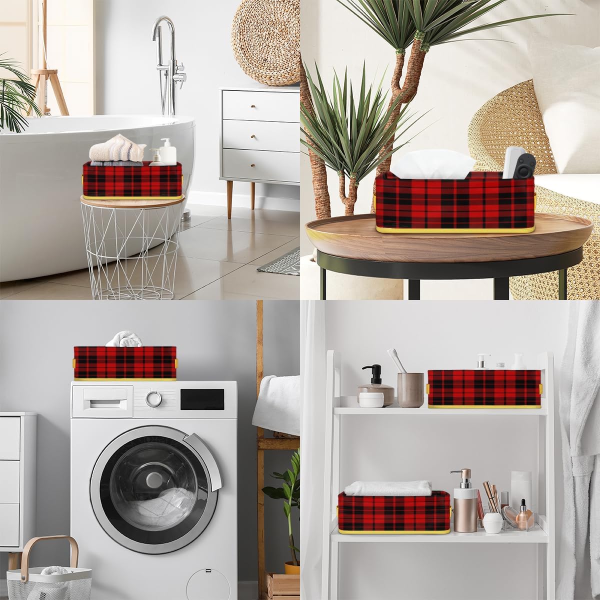 Red And Black Checkered Foldable Storage Baskets 2-Pack 1