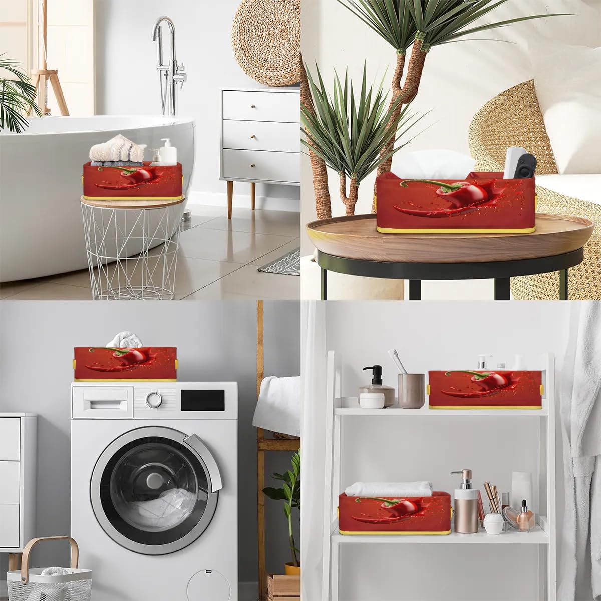Tablerazzi Red Chilli Pepper Toilet Paper Basket with Handle